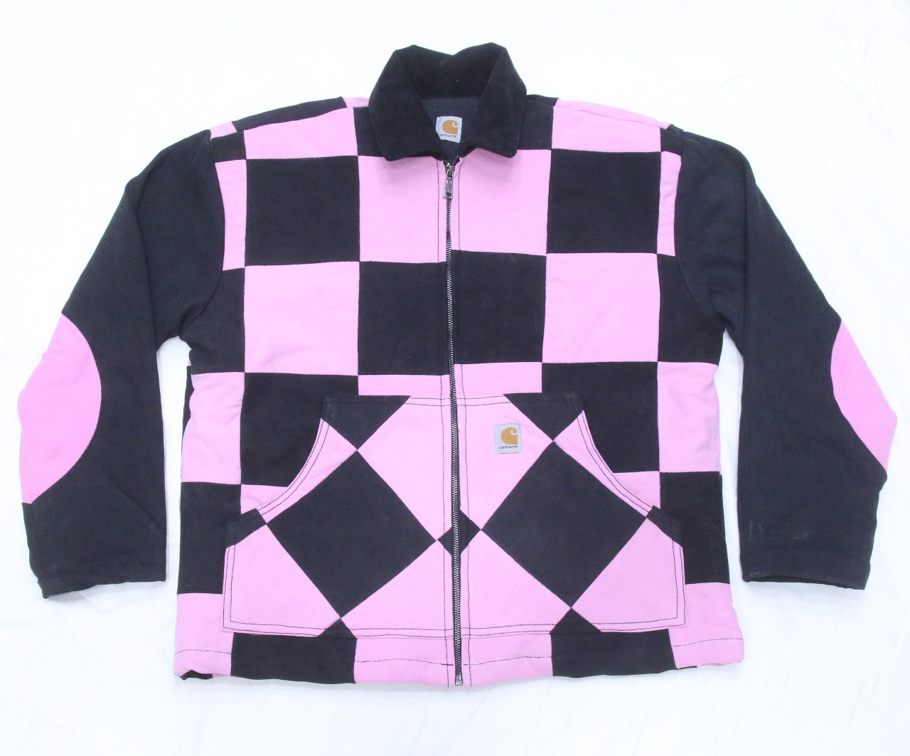 CR1015 Upcycled Pink & Black Checkerboard Work Jac..