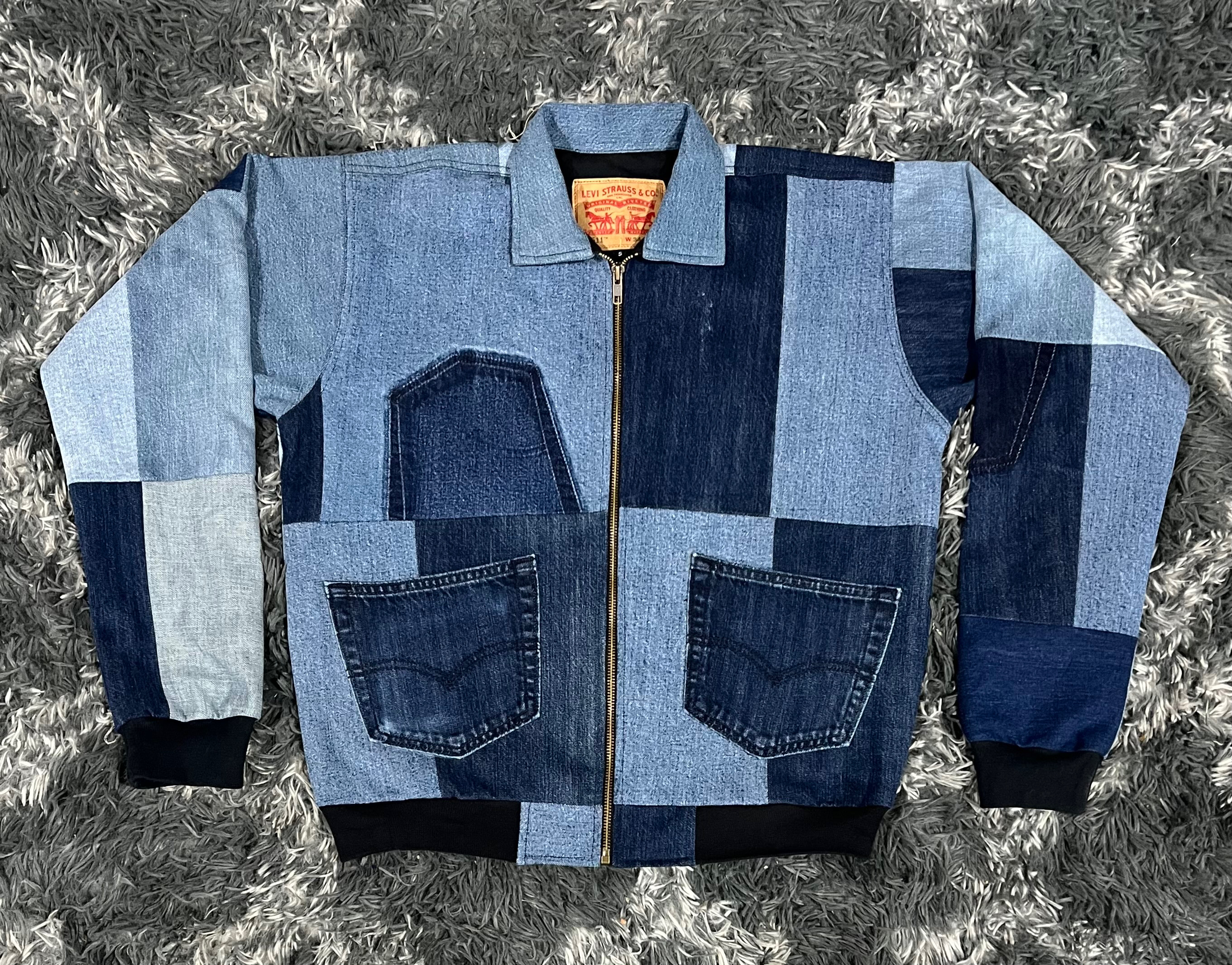 Jaqueta bomber de patchwork de denim Levi’s reciclado Fs-35