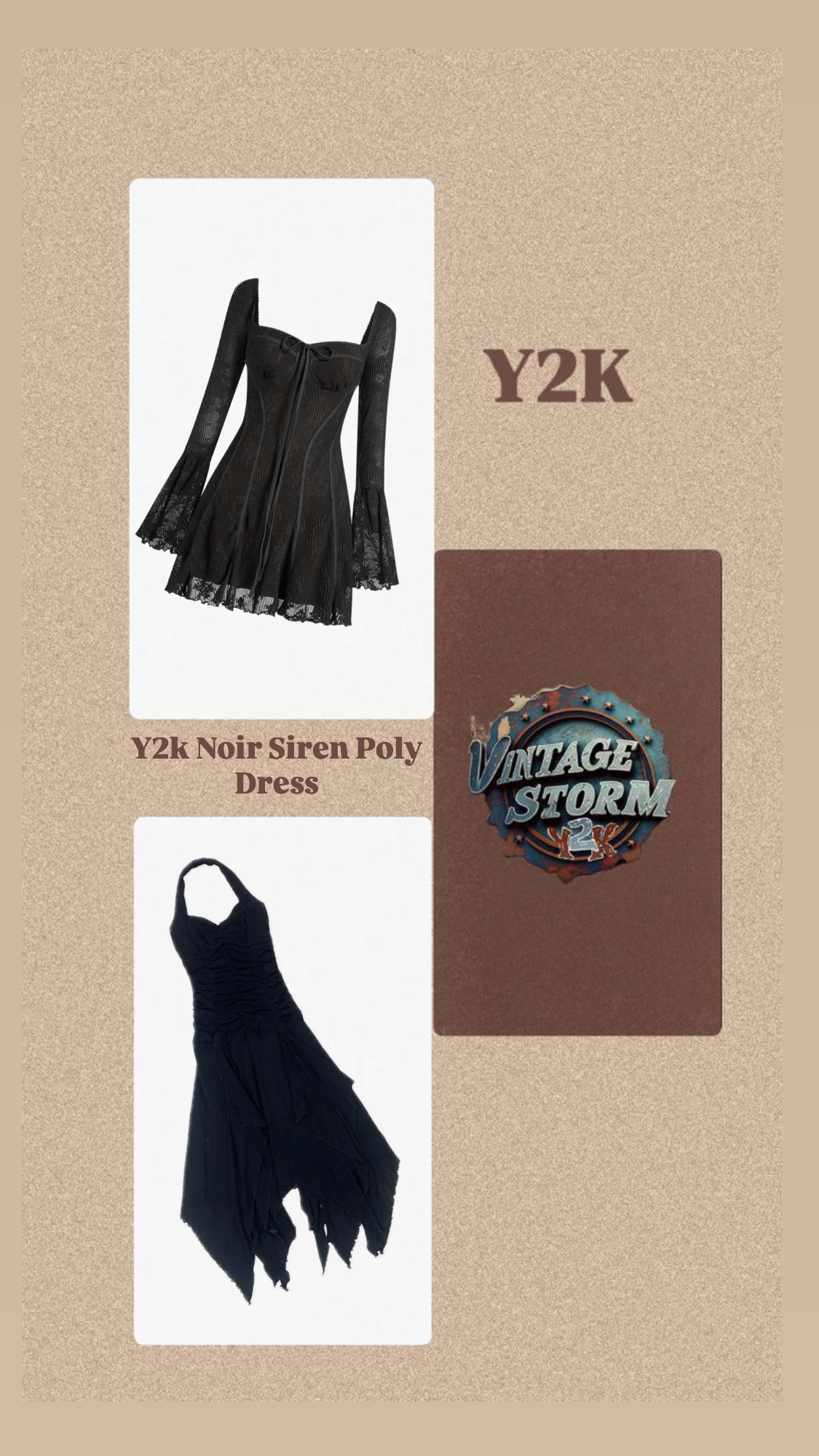 Y2K Noir Siren Poly Dress