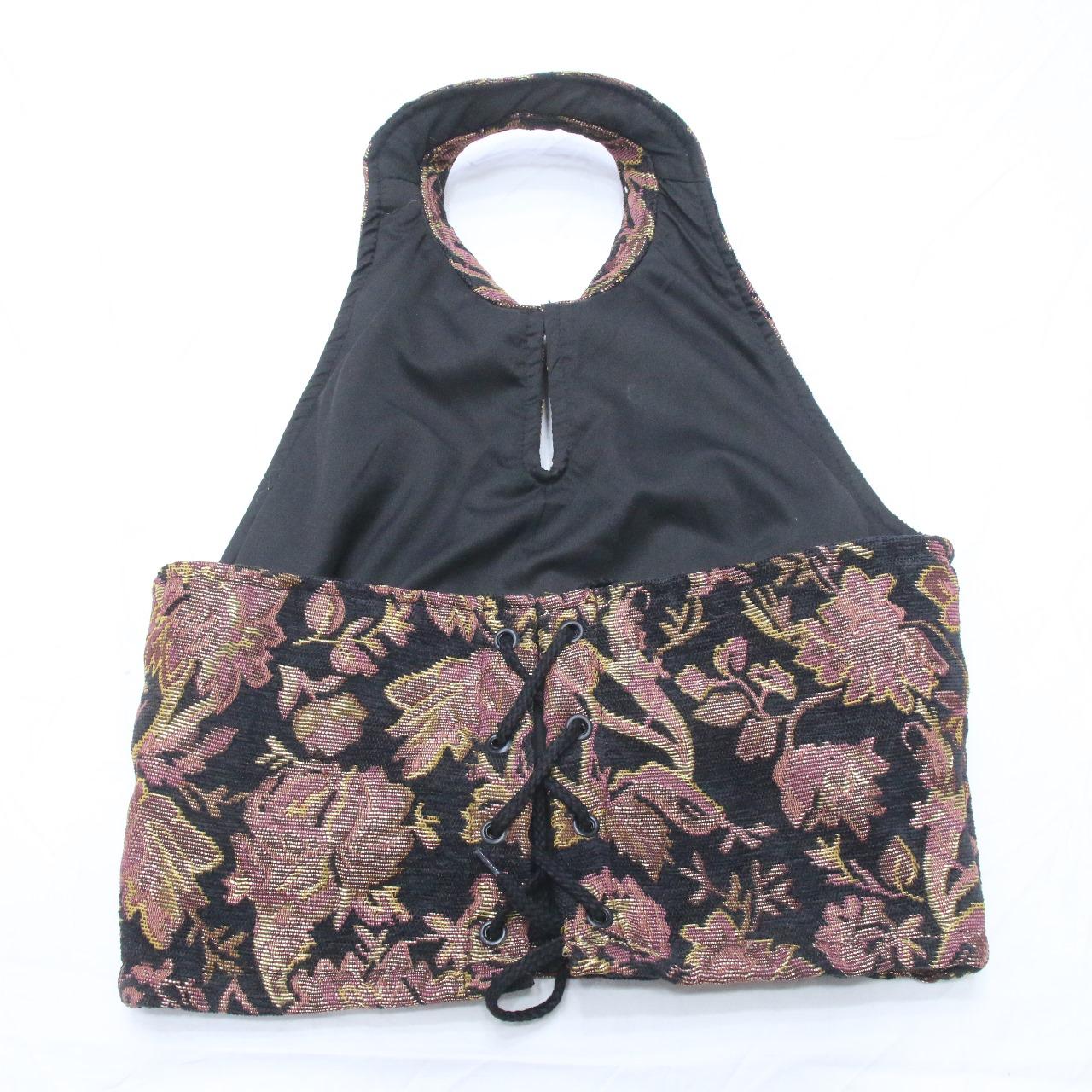 CR1018 Regal Weave Upcycled Halter Crop Top