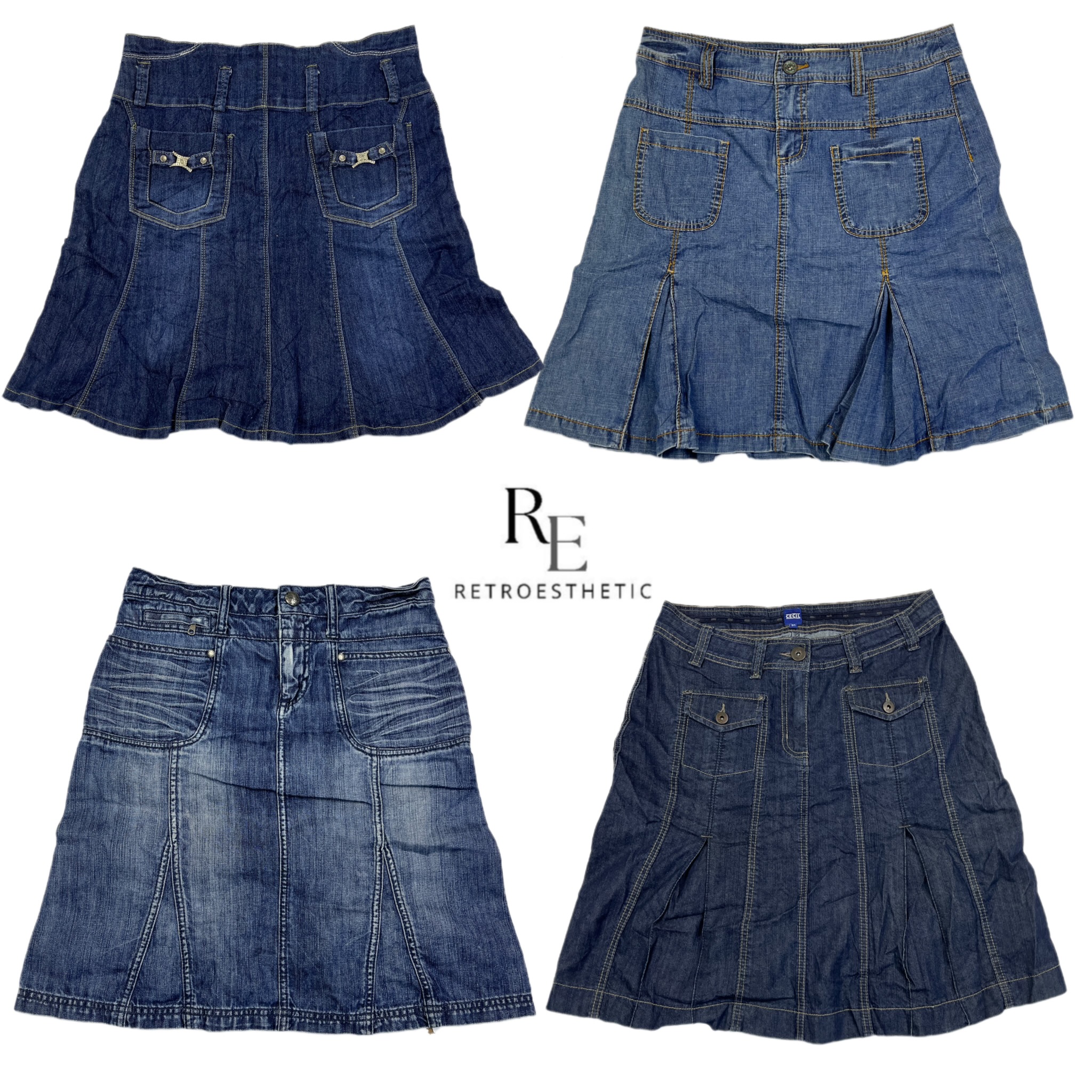 Y2K Paris Hilton Denim Midi Röcke RE-2606