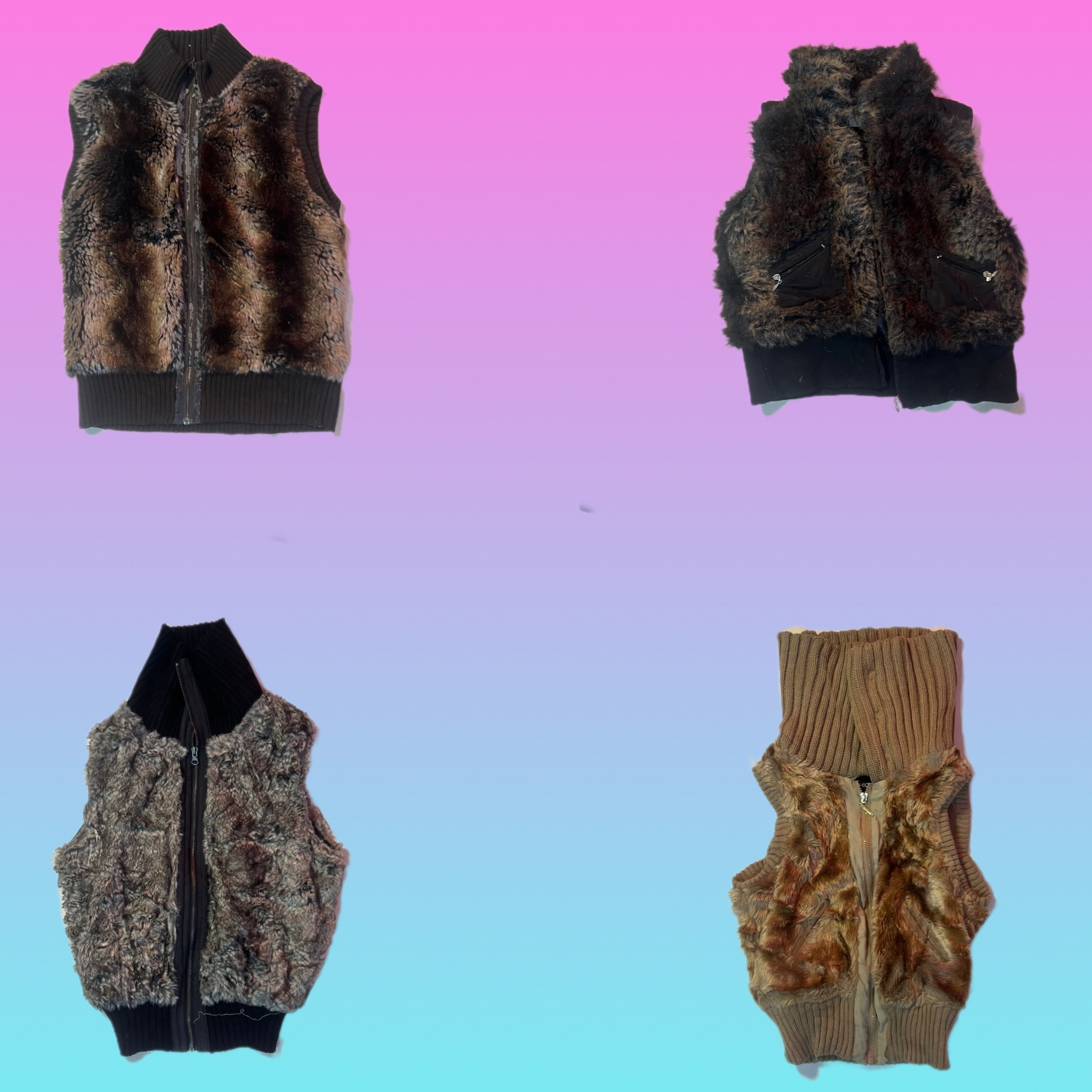 Y2K Unjque Fur Waistcoat(TS-1768)