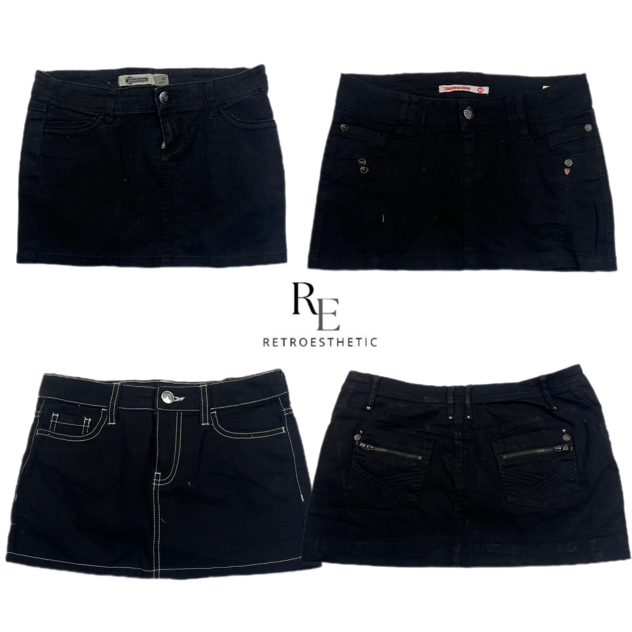 Y2K London Night Black Sexy Mini Röcke RE-2612