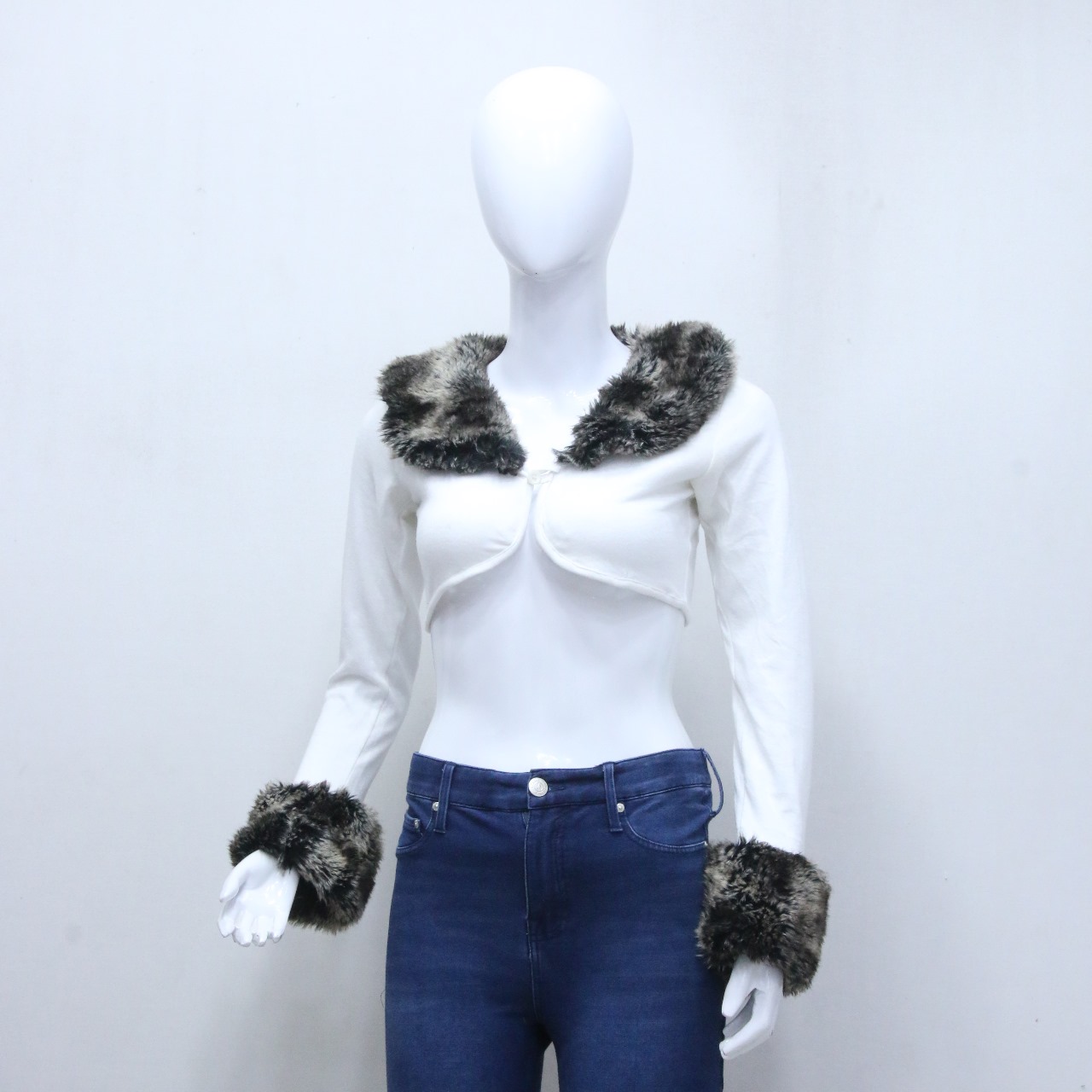 CR1023  Upcycled Snow Bunny Faux Fur Bolero
