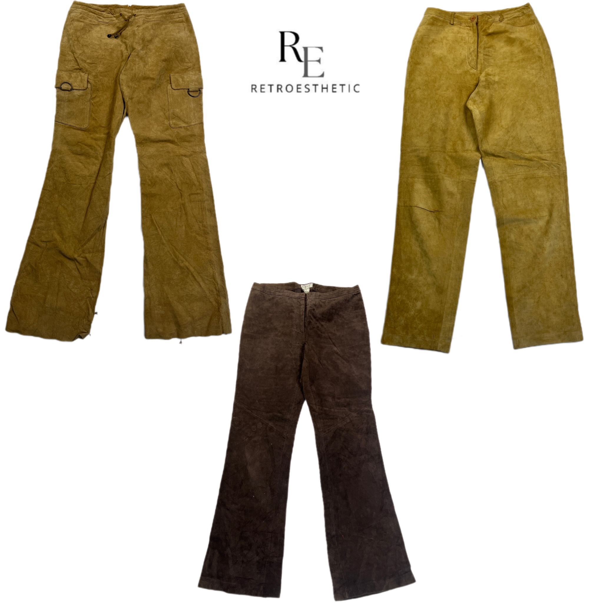 Y2K Unique Suede Flare Pants RE-2619