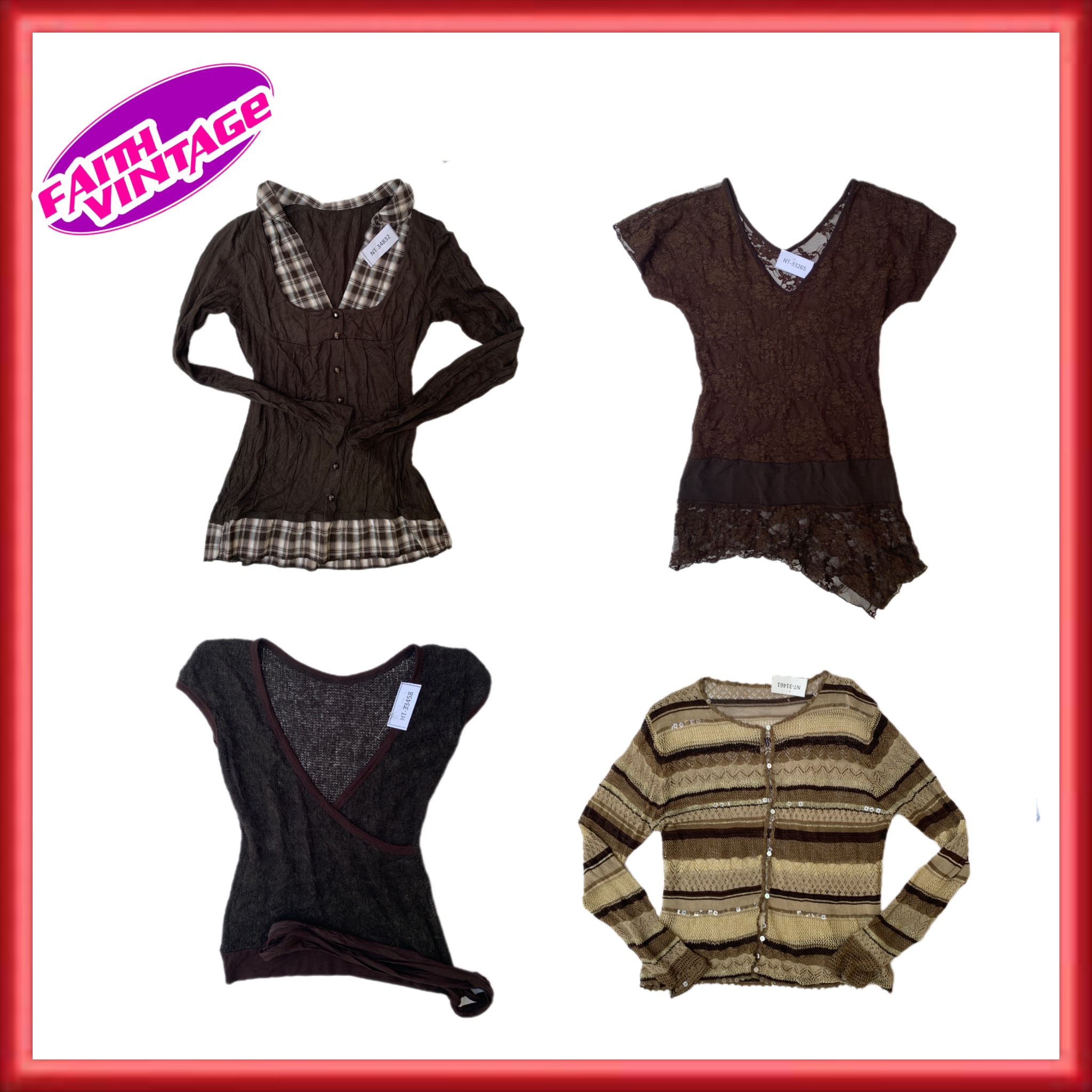 Mix di Top, Abiti e Gonne Stilosi Y2K Brown Blaze (FV-196)