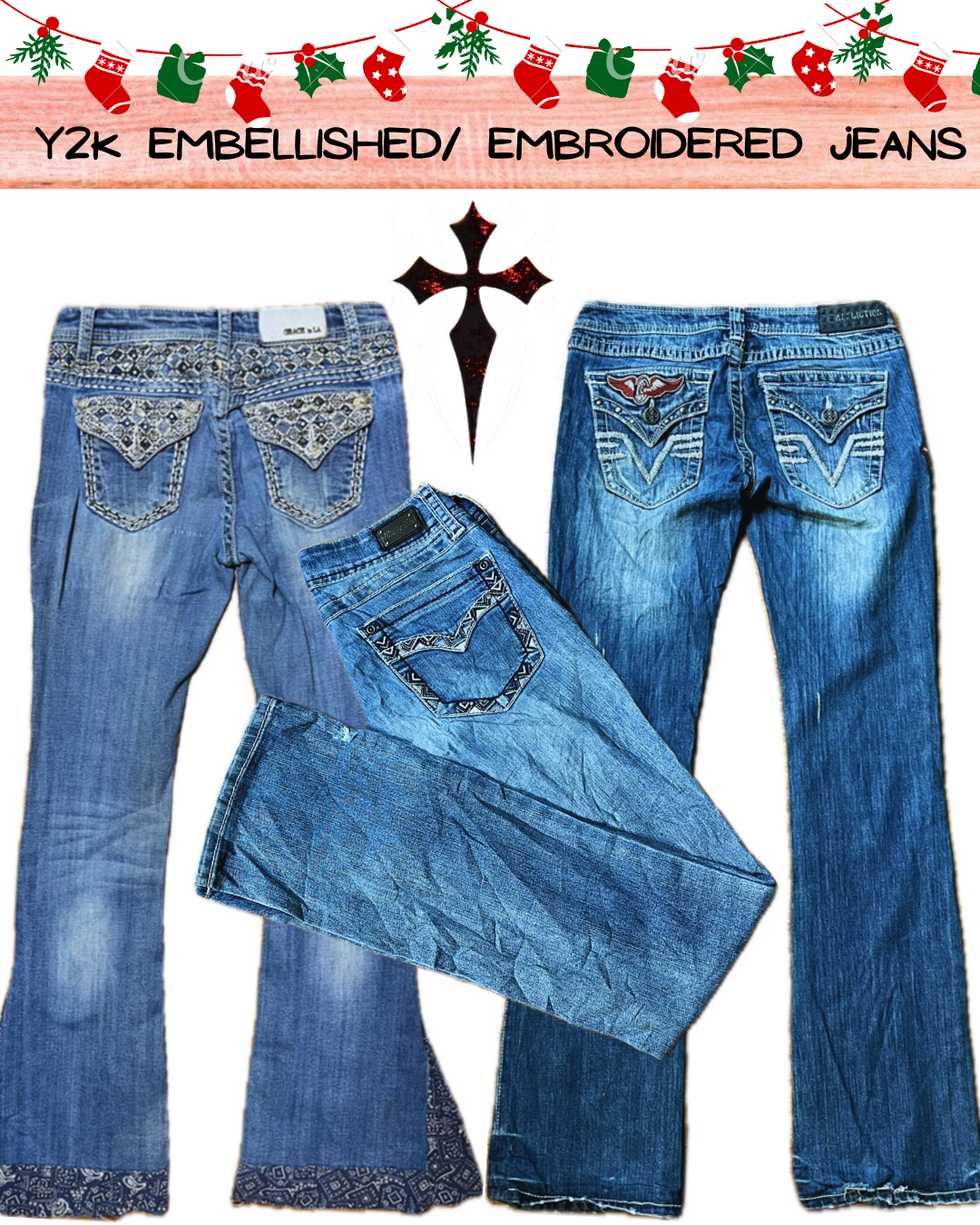 Y2K EMBROIDERED OR EMBELLISHED BOOTCUT JEANS