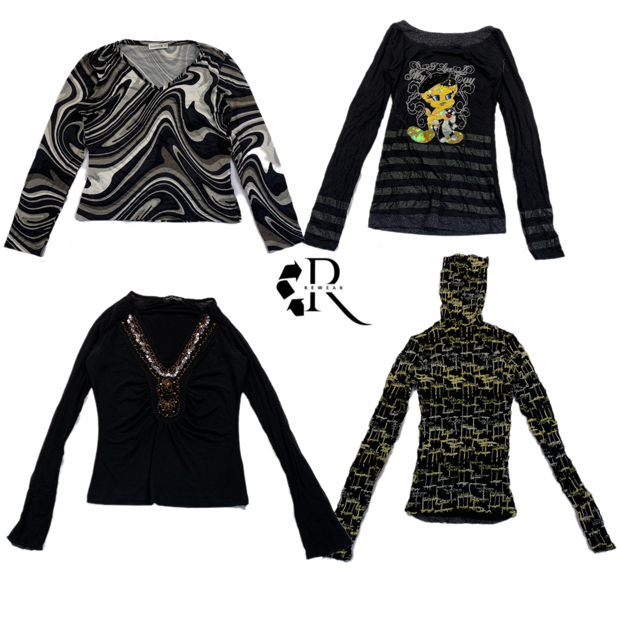 Y2K Date & Night FUll Sleeve Mesh Tops RW-1353