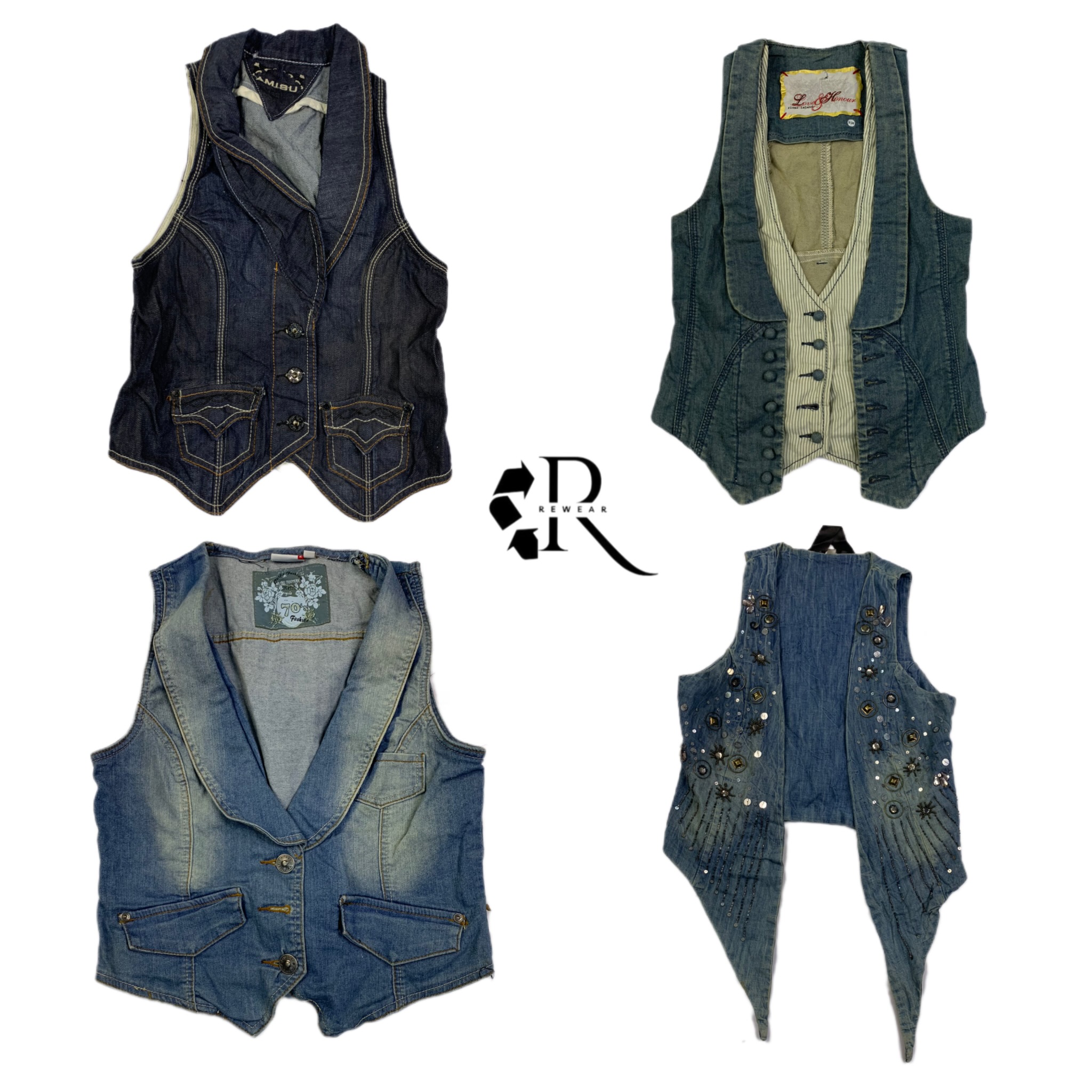 Y2K Era Cyber Girl Unique Denim Waistcoat RW-1354