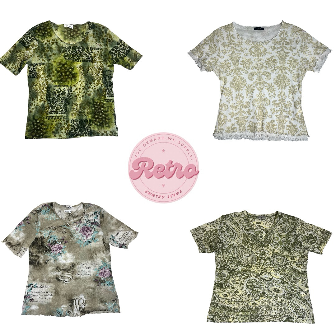 Green Paisley Pattern Tee – Casual Comfort (E)