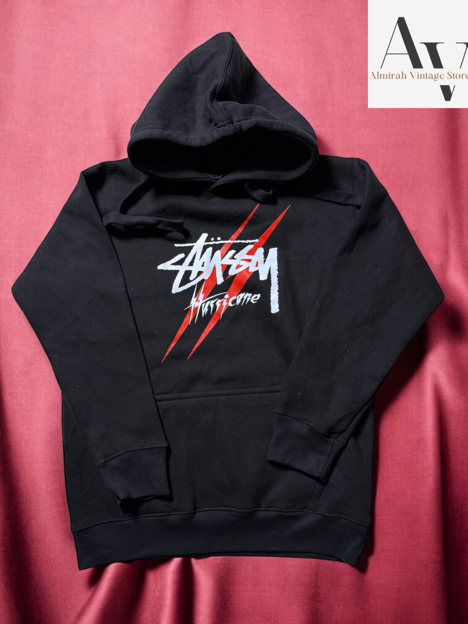 Stussy rework style hurricane graphic hoodie