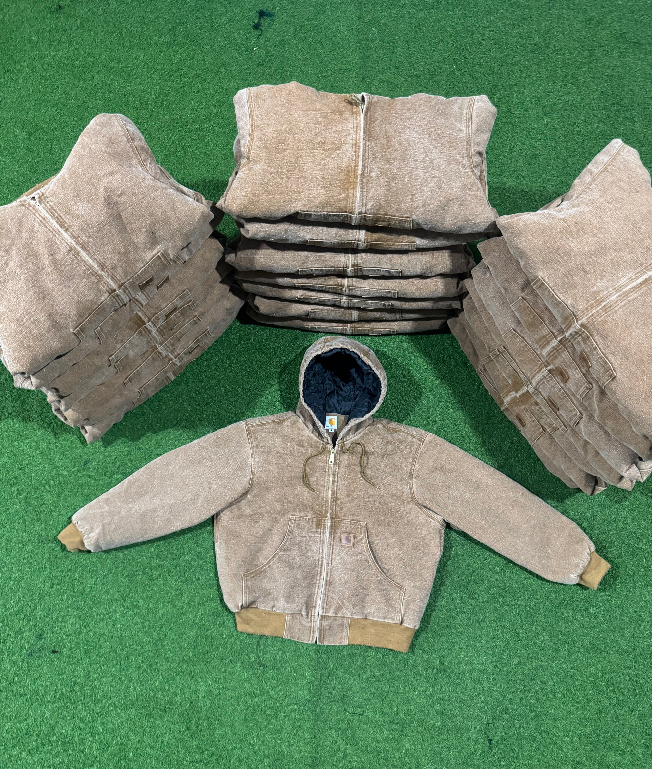 rework style acid wash brown carhartt hoodies