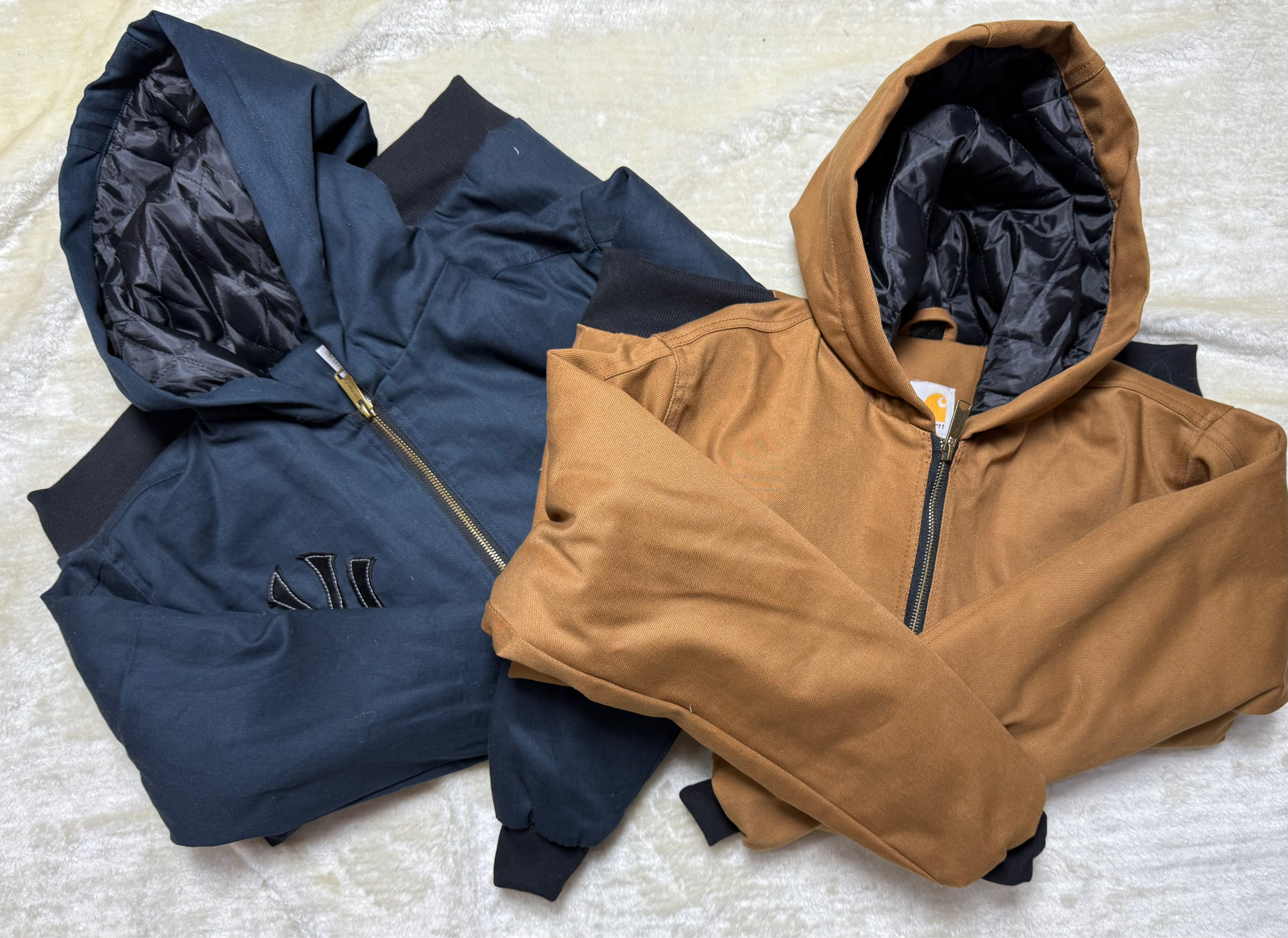 Carhartt rework style brown and blue jackets