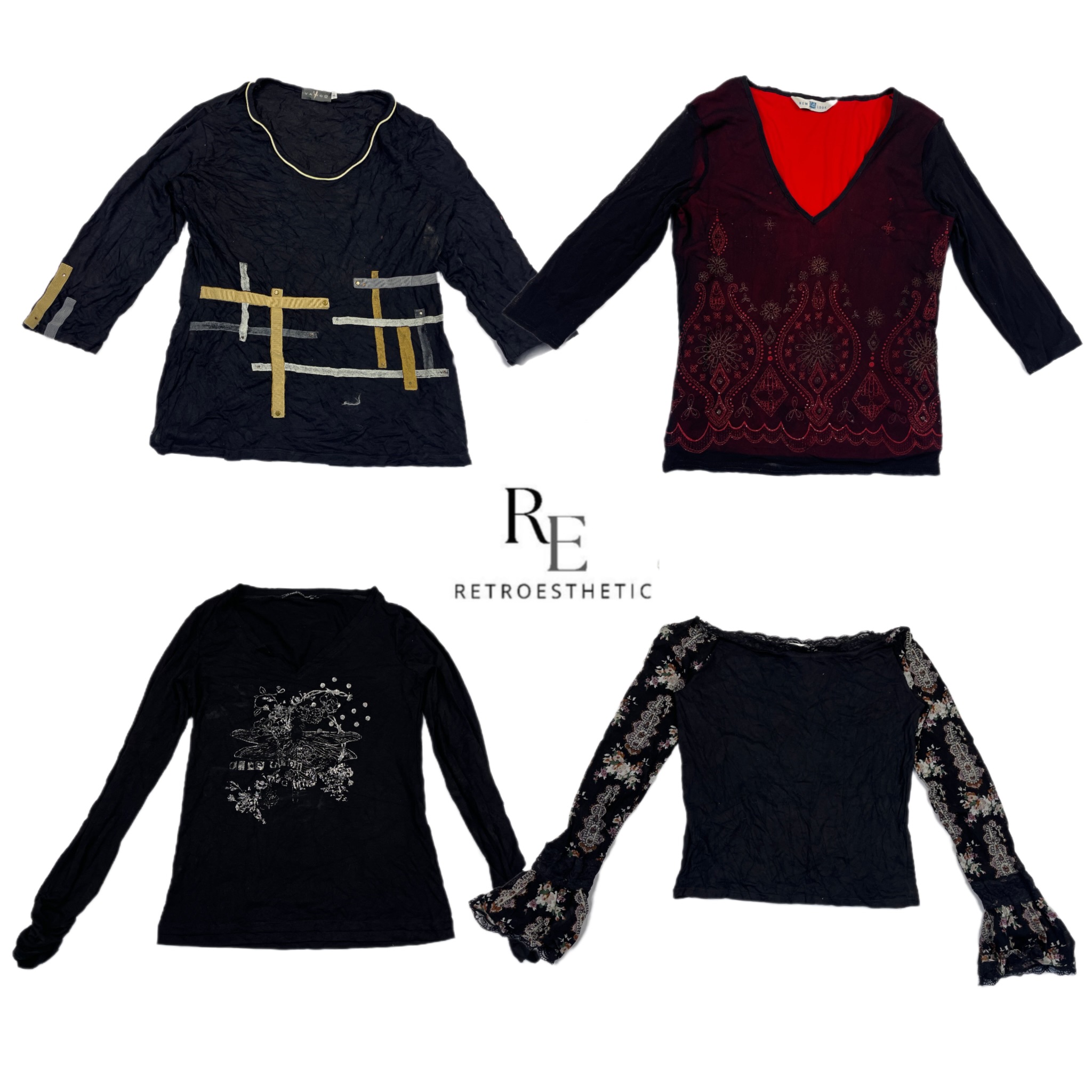 Y2K London Girl Grunge フルスリーブ メッシュトップス RE-2626