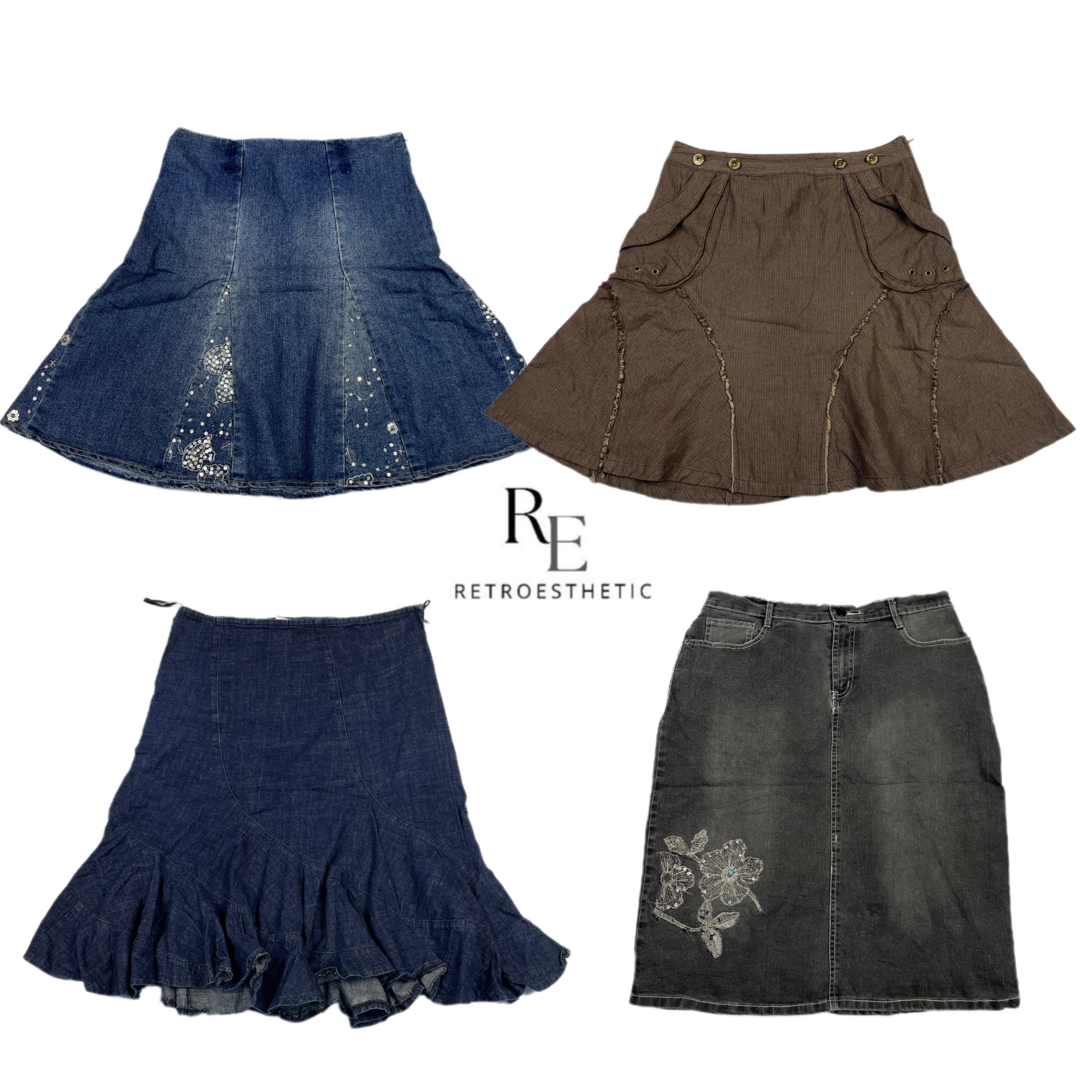 Y2K NYC IT Girl Denim Midi Skirts RE-2628