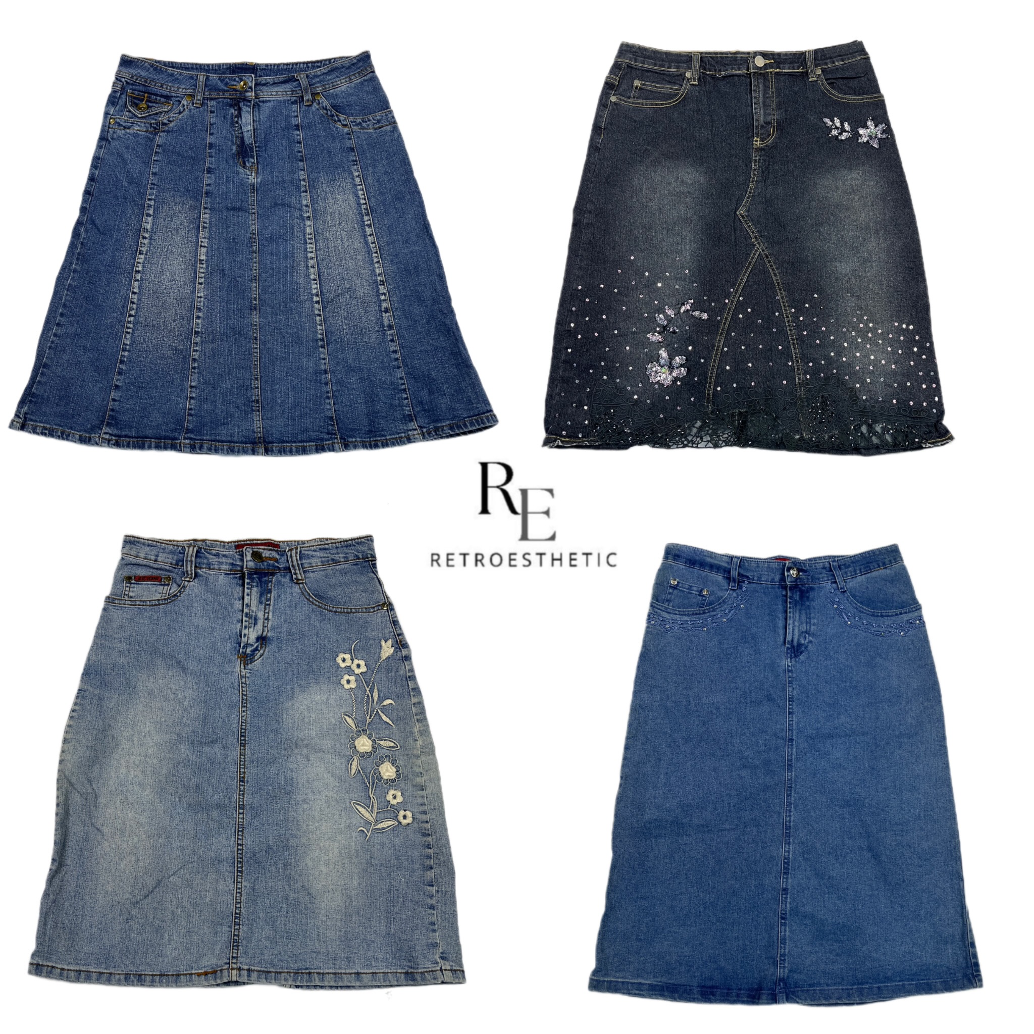 Y2K Paris Hilton Denim Midi Skirts RE-2629