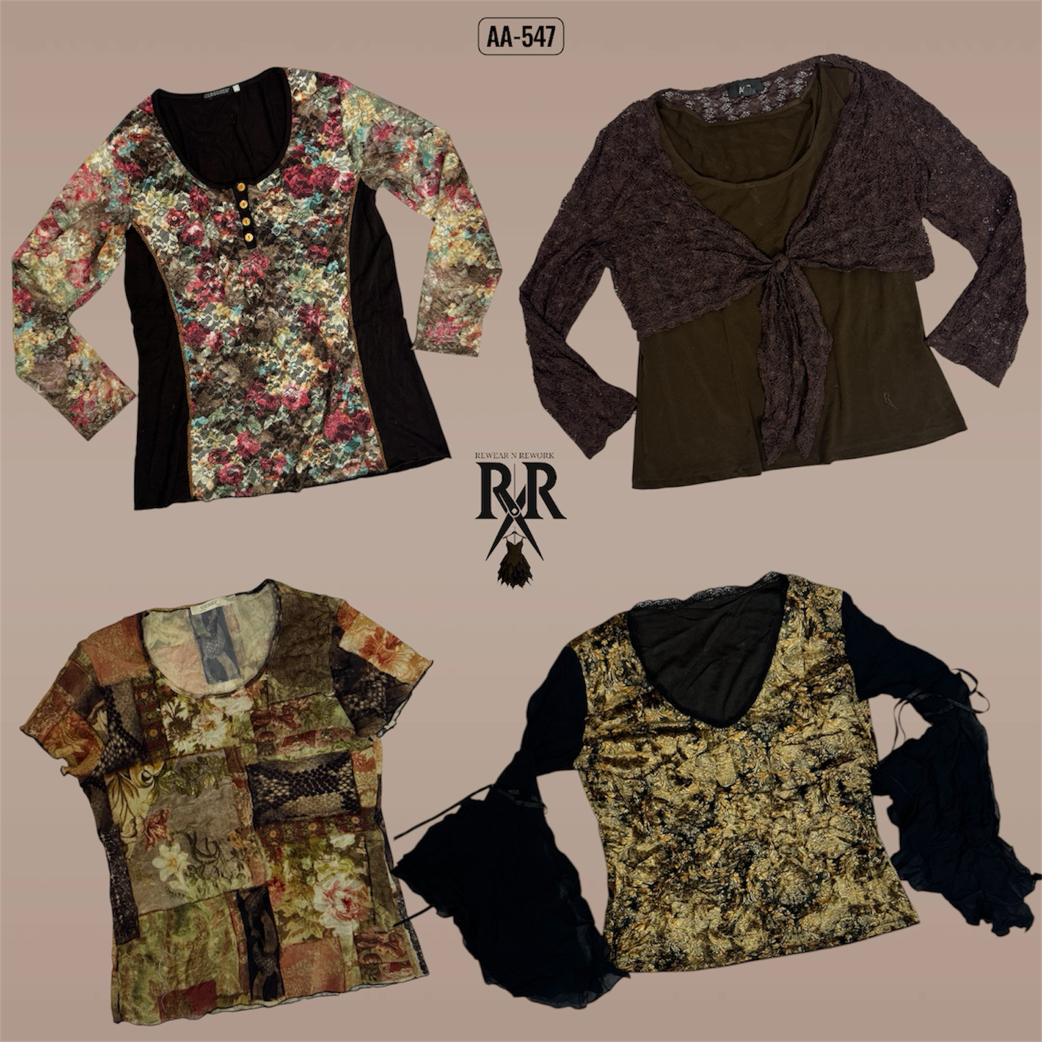 Y2K Earthy Tone Mix Tops (AA-547)