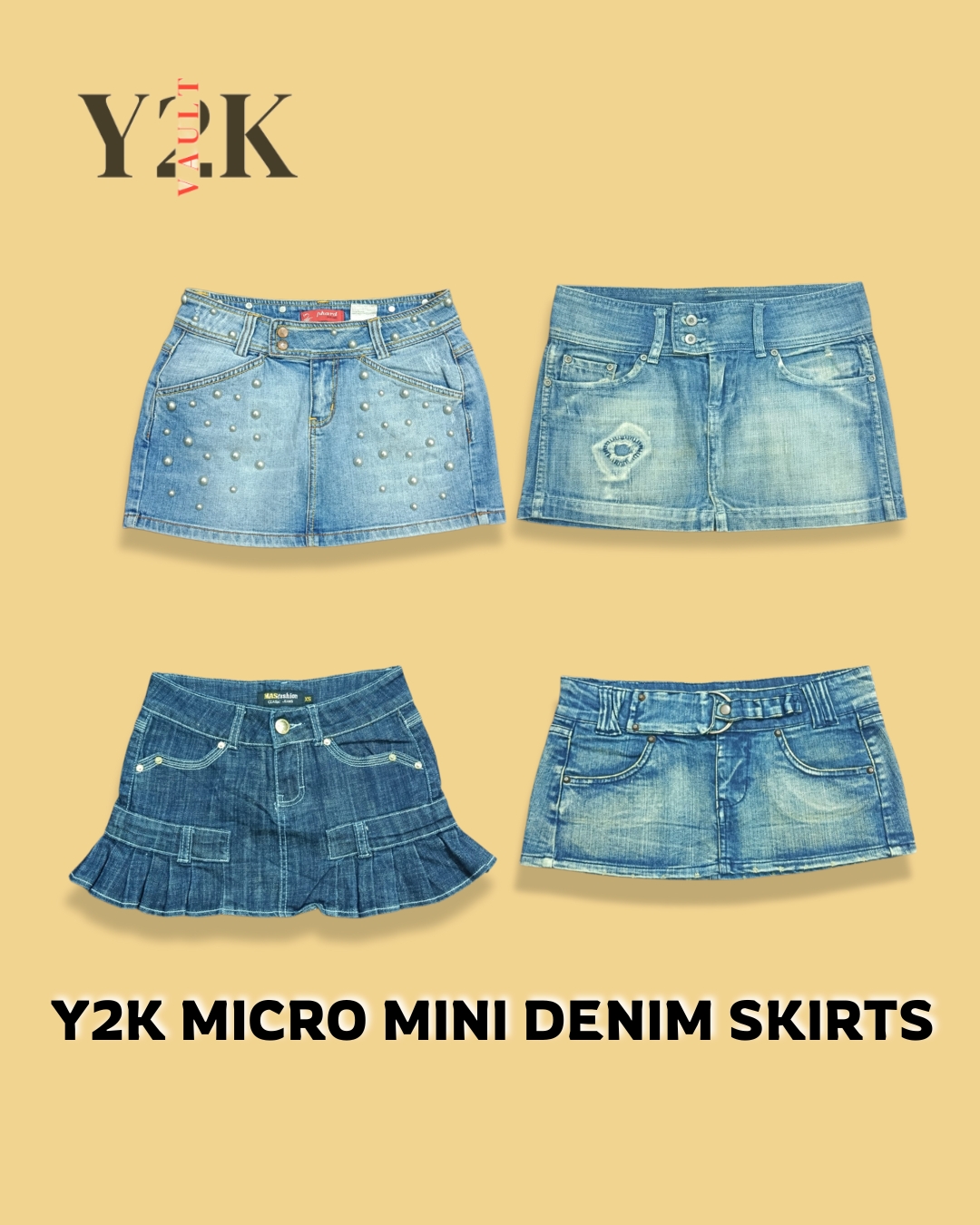 Y2K Micro Mini Denim Skirt Bundle (Yv-516)