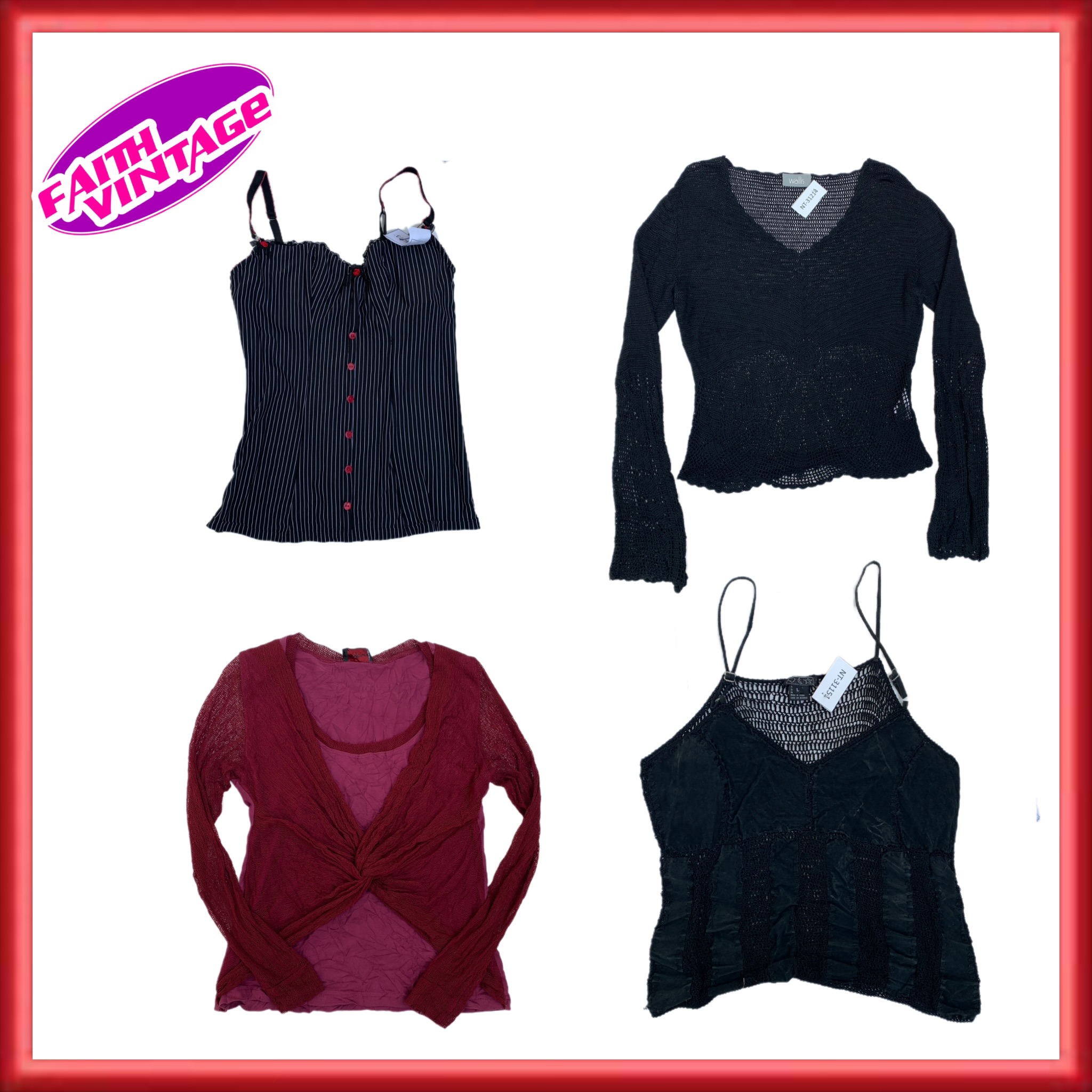 Mix di Top e Vestiti Eleganti in Bordeaux e Nero (FV-203)