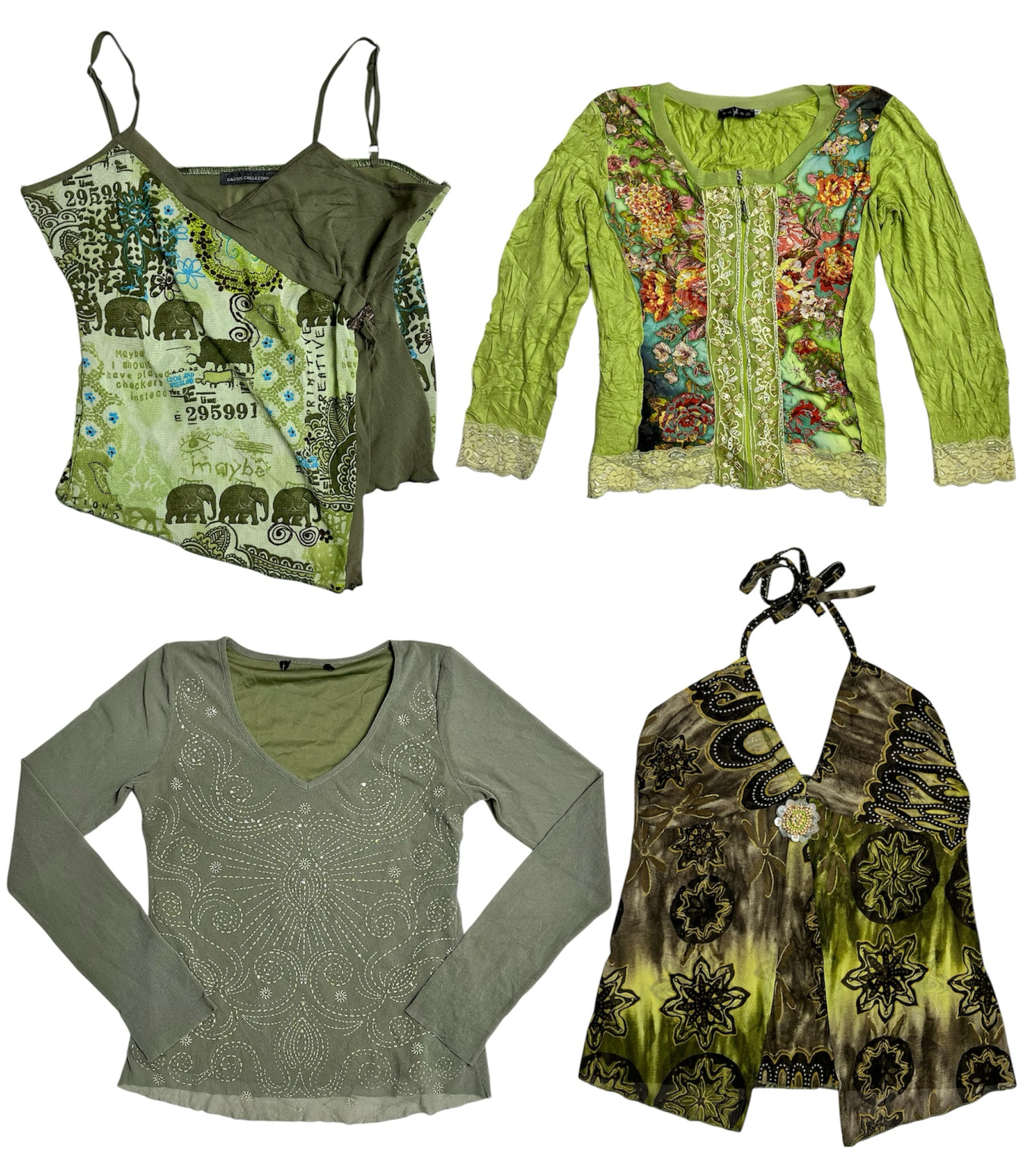 Green Goddess Y2K Tops: RE-017