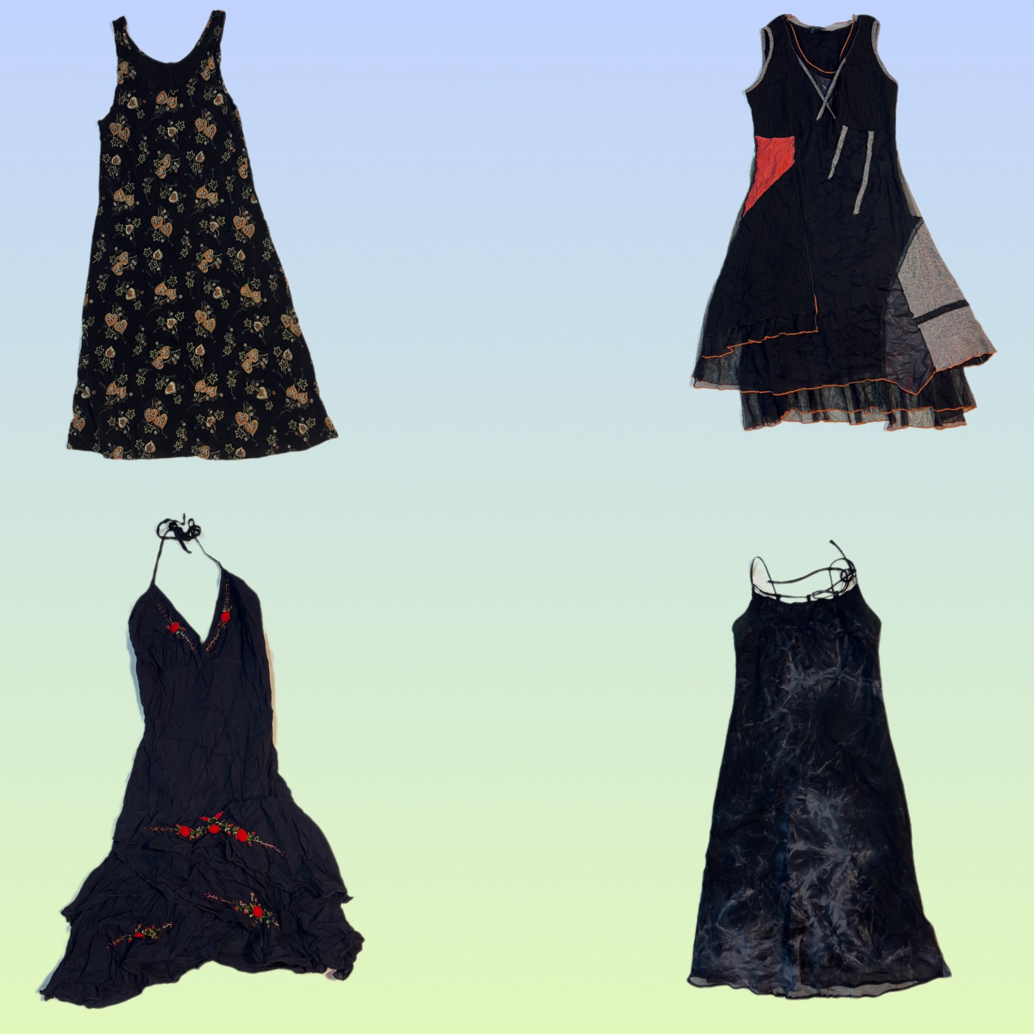 Y2K Lange schwarze Kleider (TS-1789)