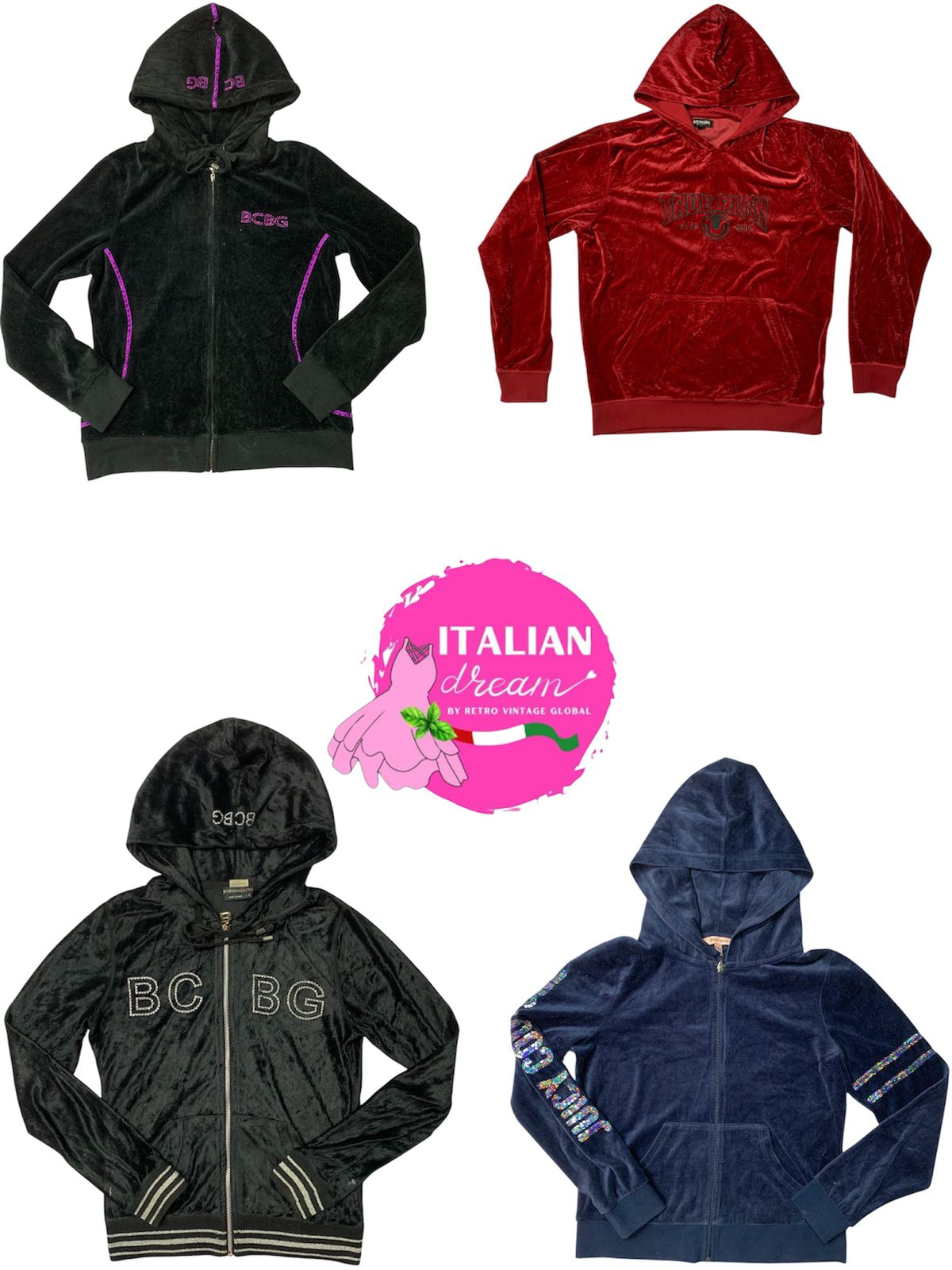 y2k Branded velvet hoodies