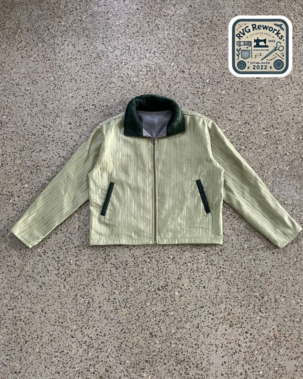 Upcycled Sage Zip Jacket