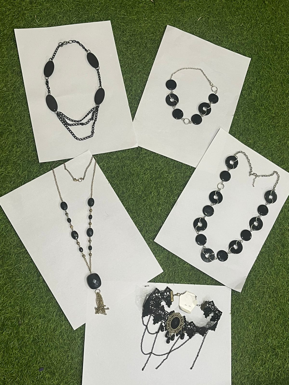 ヴィンテージゴシックモーニングブラックストーン＆ビーズネックレス