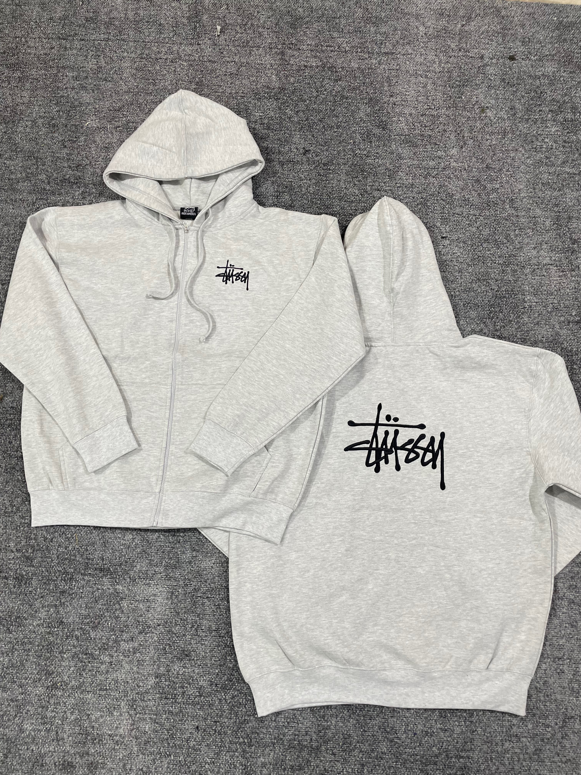 Stussy überarbeiteter Stil weiße Farb Reißverschluss Kapuzenpullover 1312