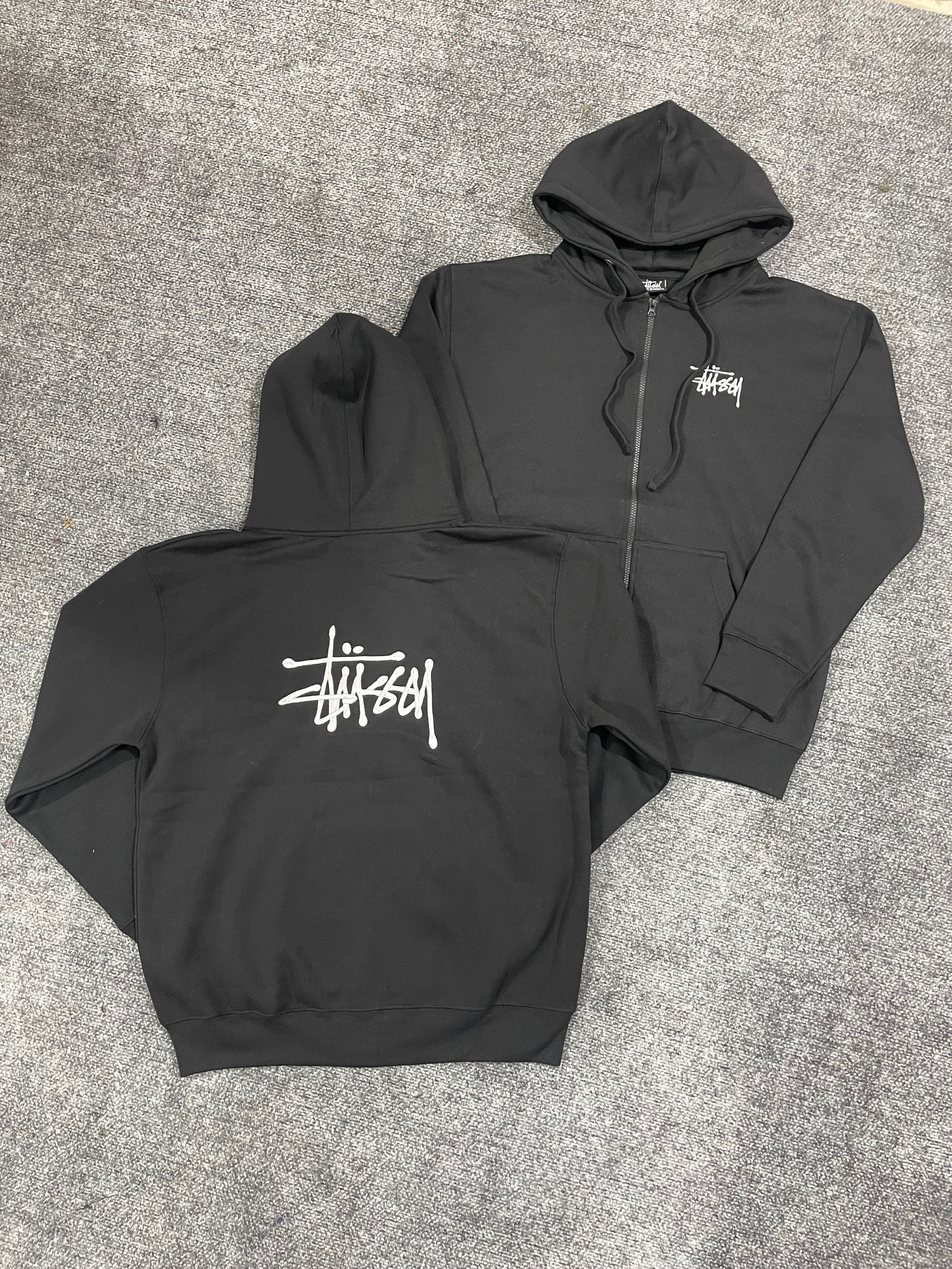 Stussy reworked style black colour zipper hoodies 1312