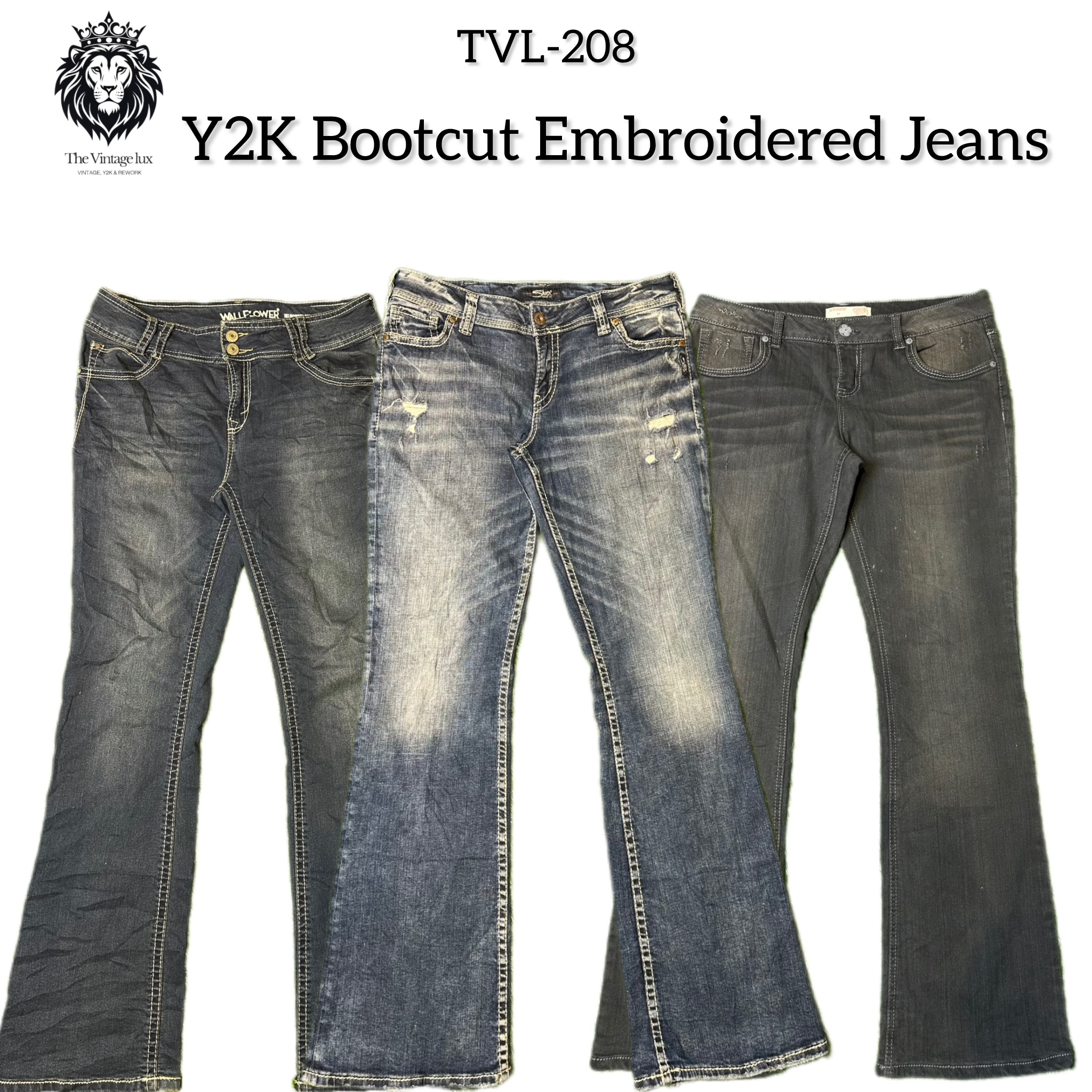 Y2K Bootcut Embroidered Jeans (TVL-208)