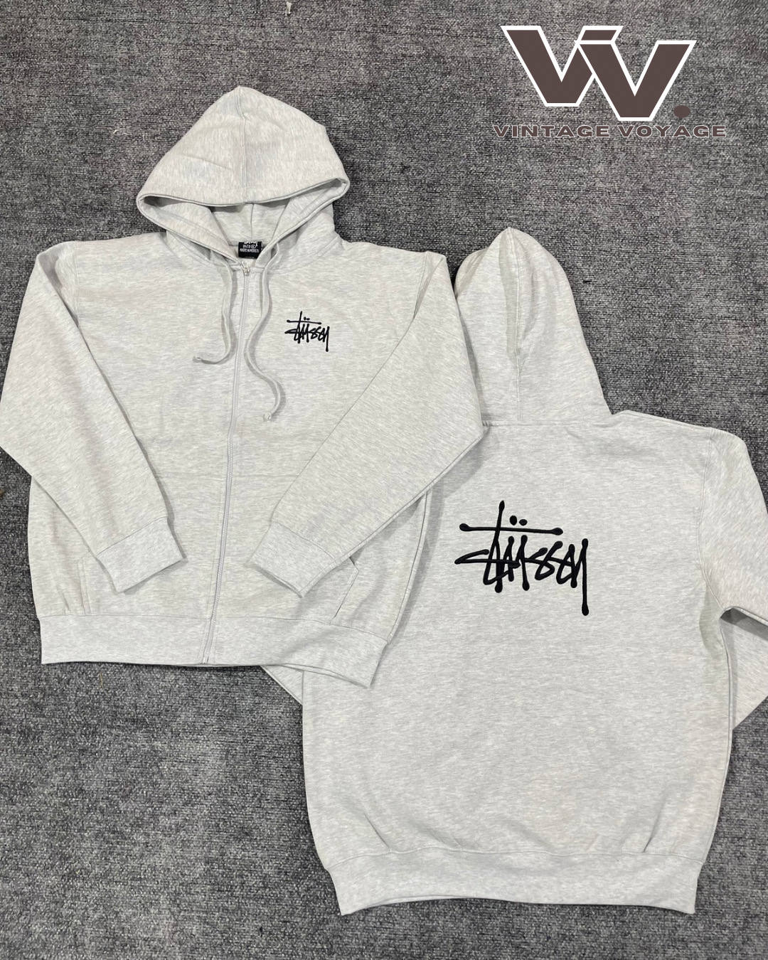 Stussy リワークスタイル ホワイトカラー ジップアップパーカー 1312