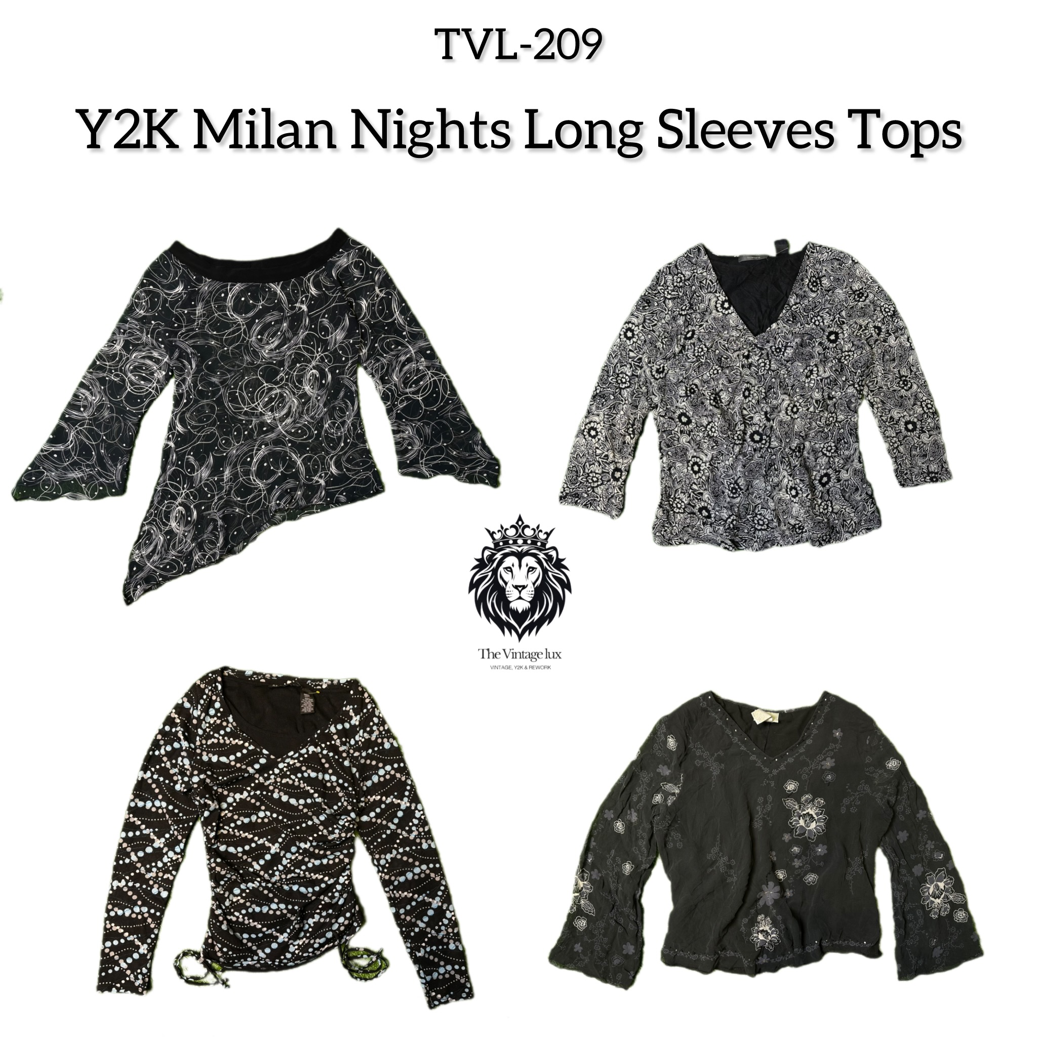 Y2K Mailand Nächte Lange Ärmel Tops (TVL-209)