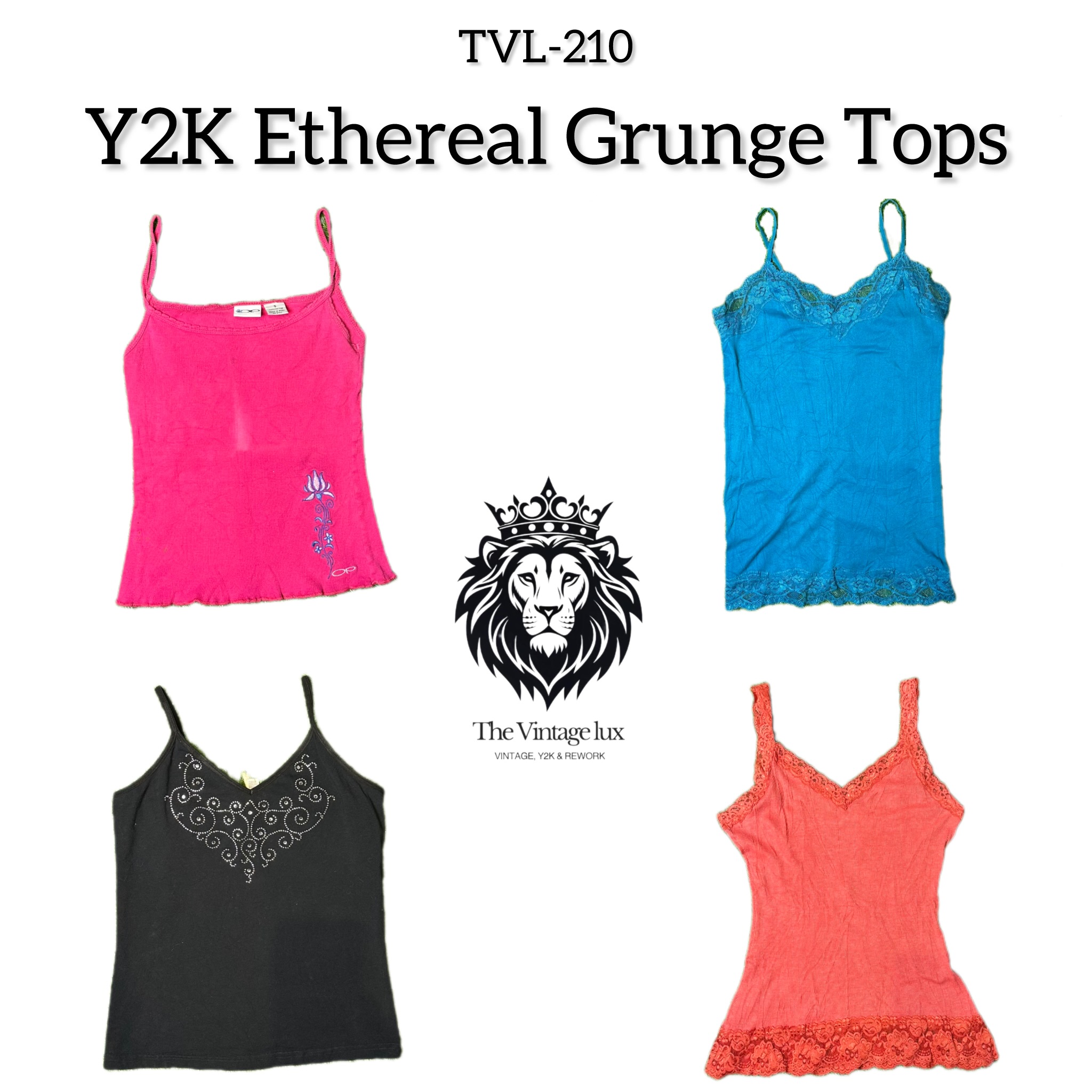 Y2k Ethereal Grunge Cami Tops (TVL-210)