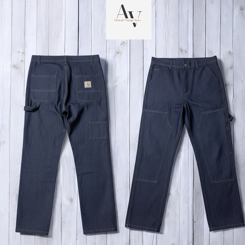Carhartt rework style double knee blue jeans