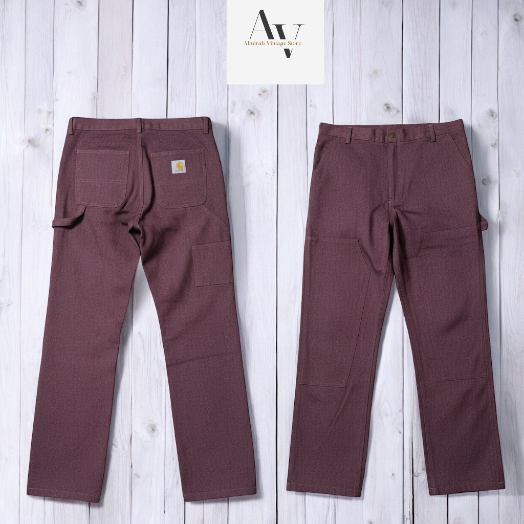 Carhartt rework style double knee maroon jeans