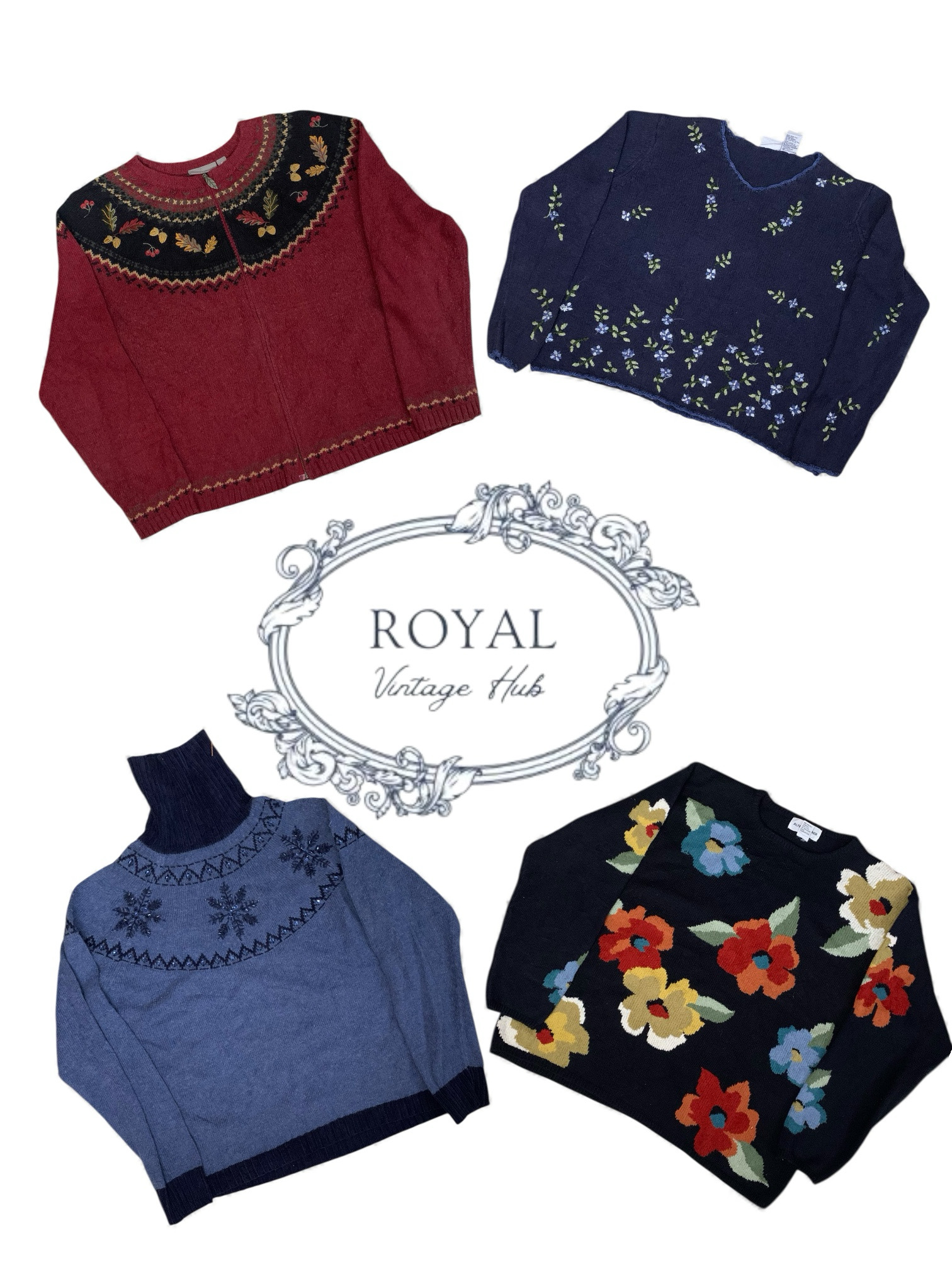 ヴィンテージ / Y2K コージー コテージ コア セーター バンドル