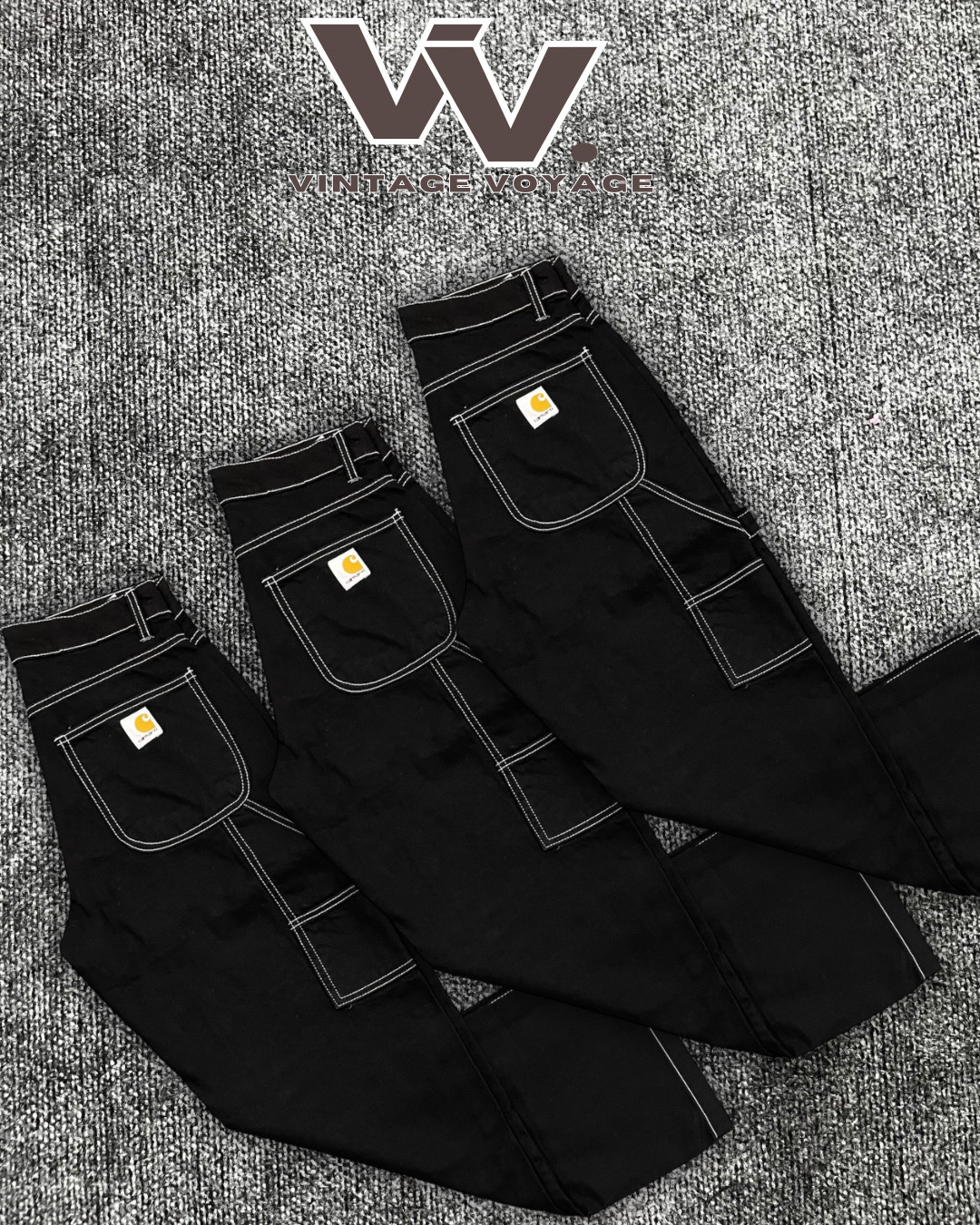 Pantaloni neri con cuciture bianche in stile reworked Carhartt 1312