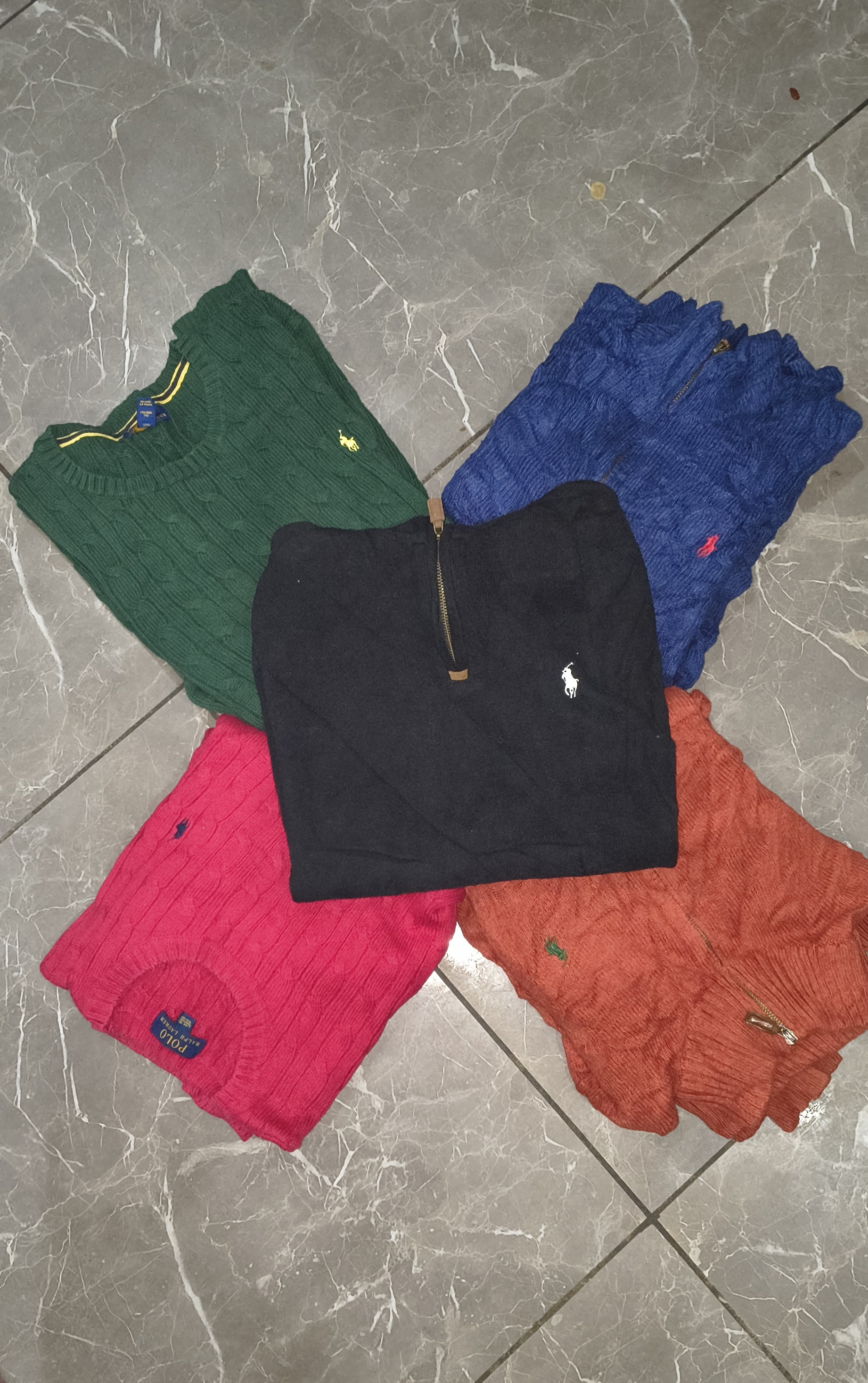 POLO RALPH LAUREN 1/4 ZIP & CABLE KNIT SWEATER