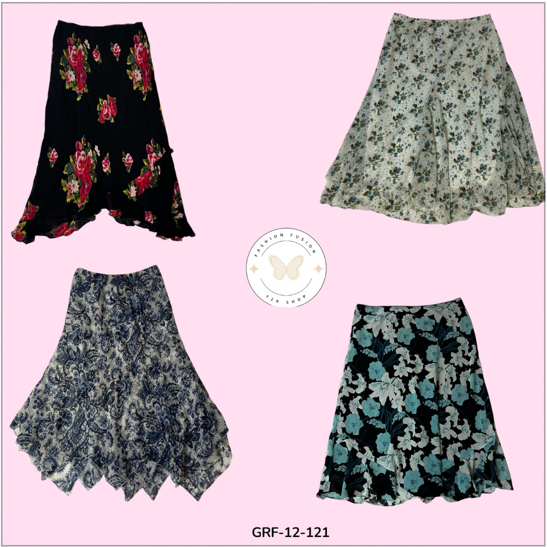 Jupe en poly floral – Style léger pour tous les jours (GRF-12-121)