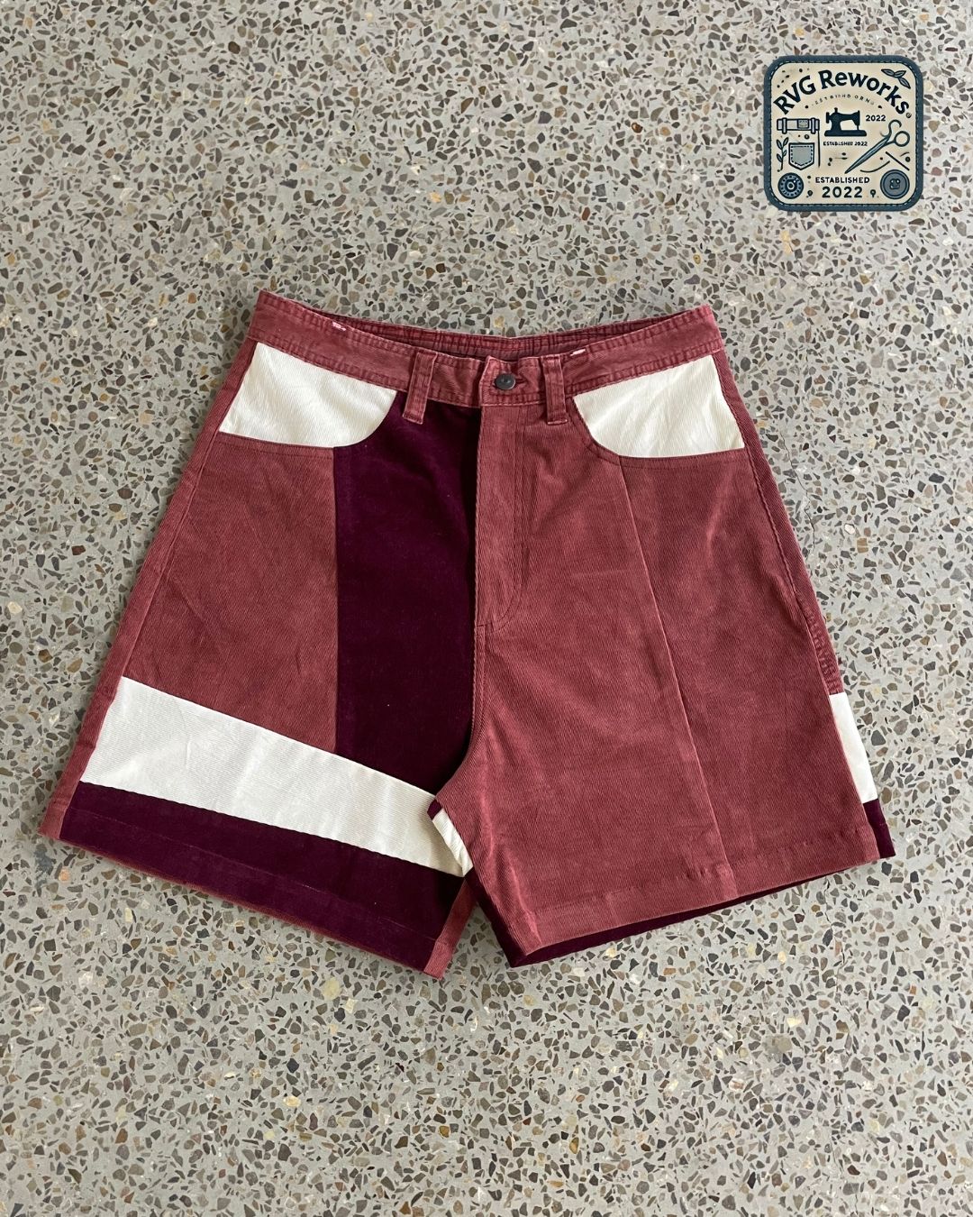 Upcycled Corduroy Colorblock Shorts