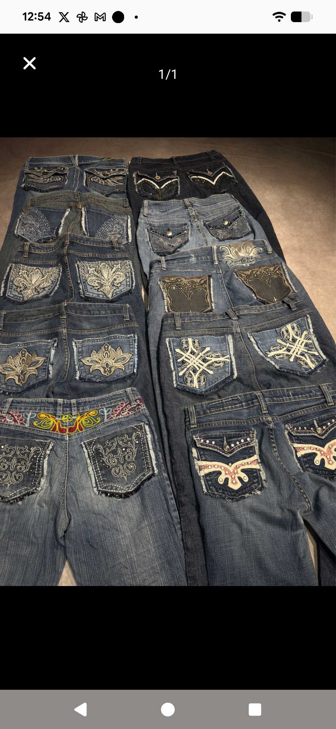 Jeans bordados Y2K para mulher