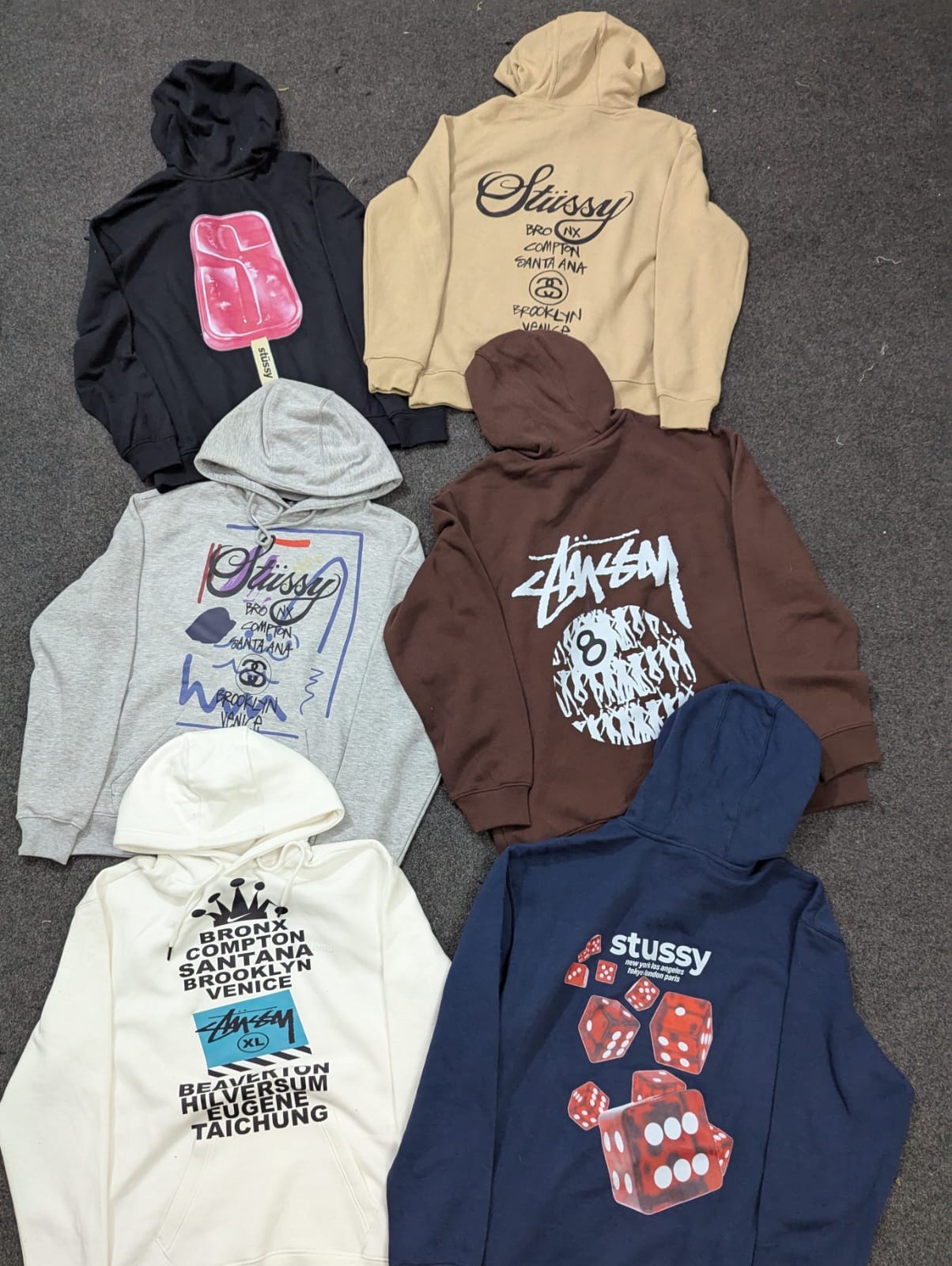 Stussy Rework Style ジッパーとプルオーバー フーディ