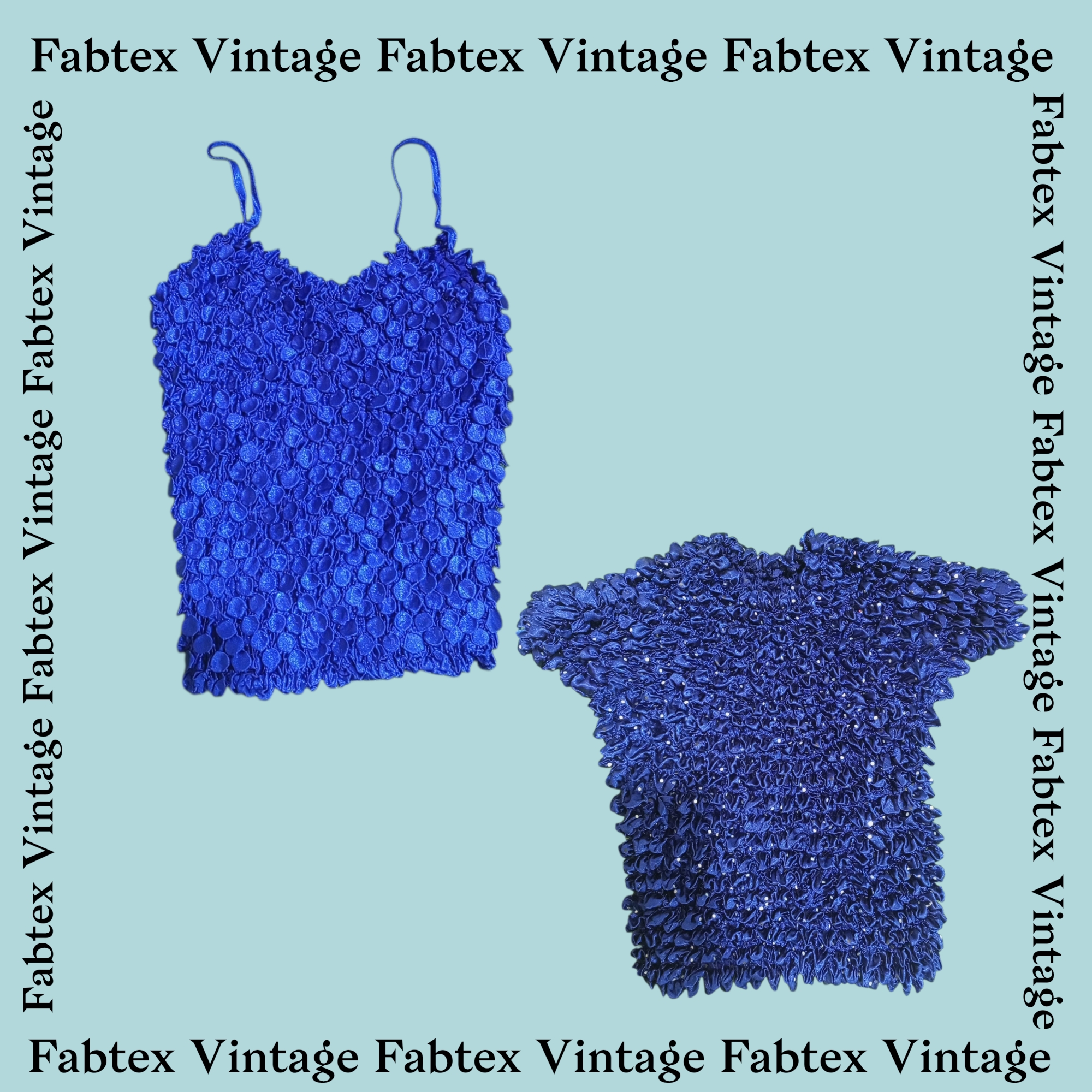 (FV-746) Vintage Popcorn Blue  Tops