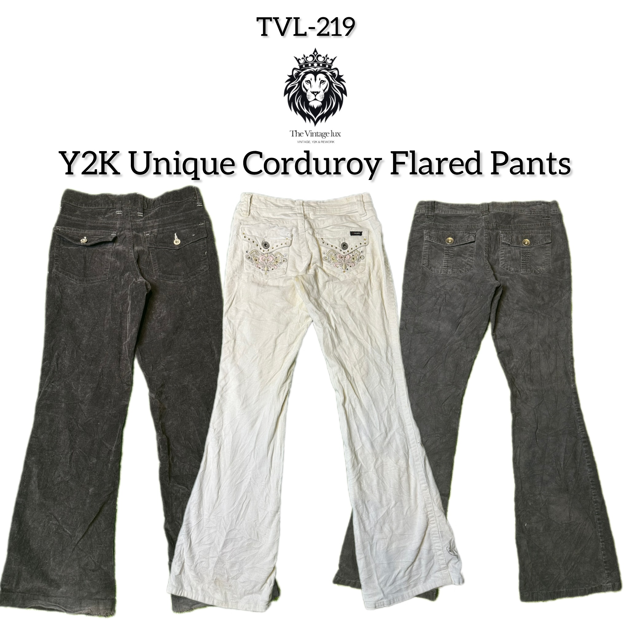Y2K Unique Corduroy Flared Pants (TVL-219)