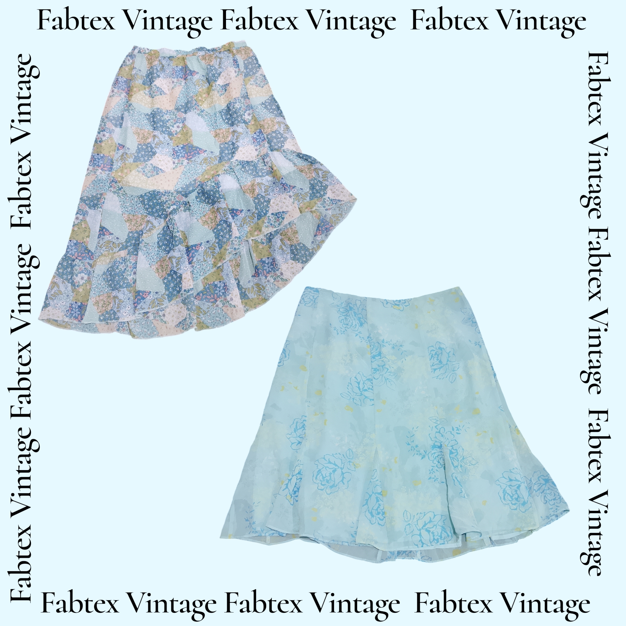 (FV-783) Aqua Breeze Y2K Gonne Estive Stampate con Fiori