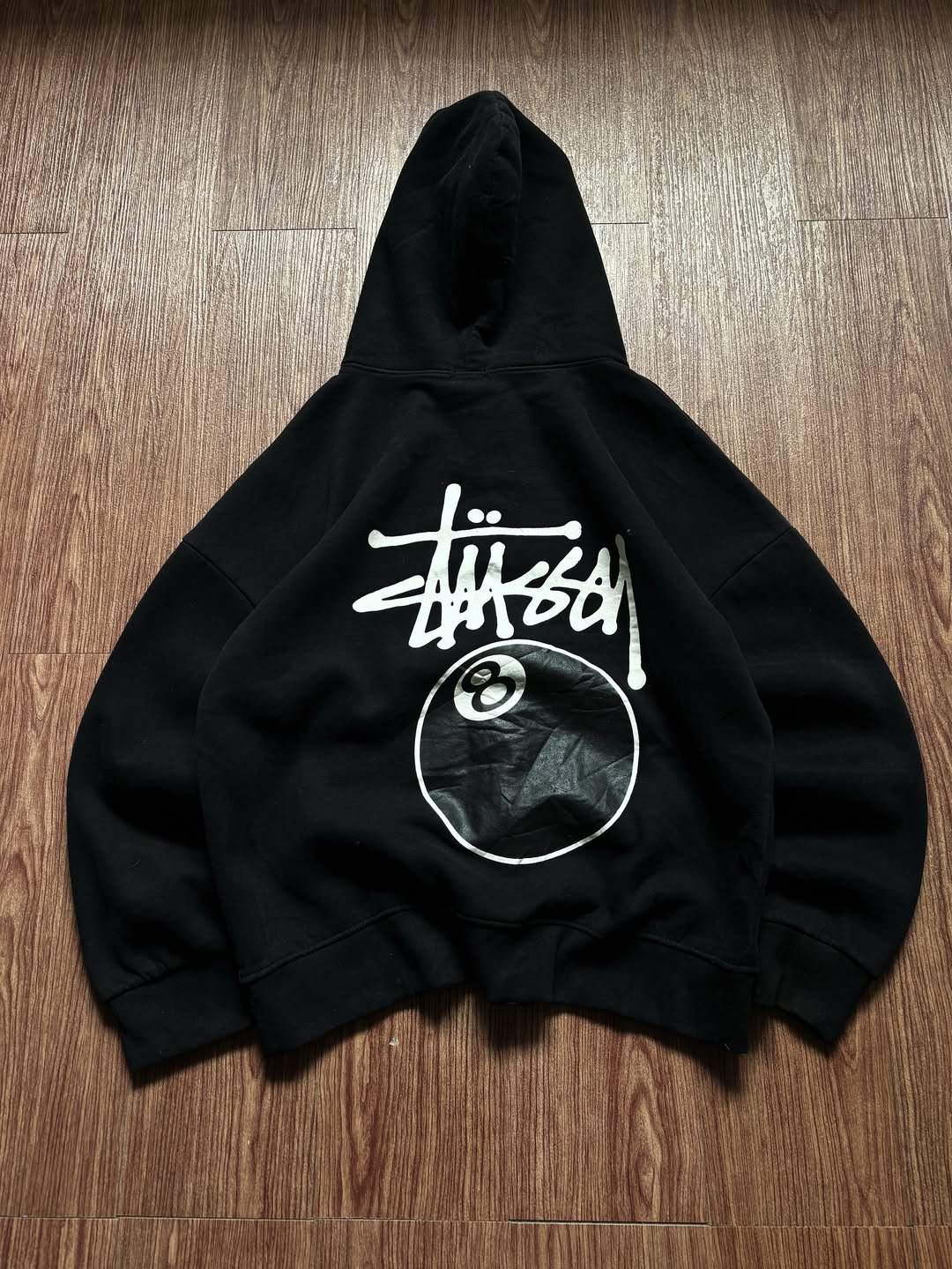 Stussy rework estilo 8 ball print preto moletom com capuz