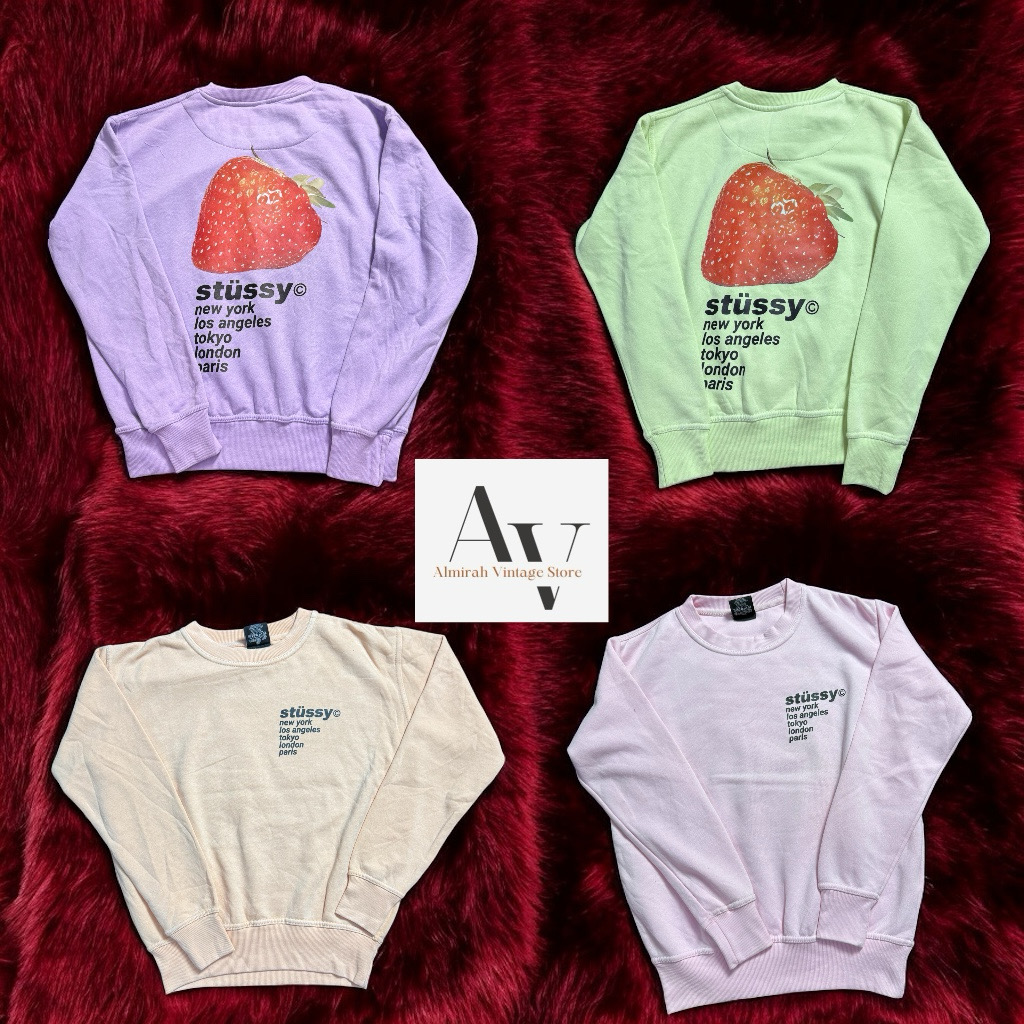 Stussy Neugestaltung Stil Erdbeere 🍓 Sweatshirts