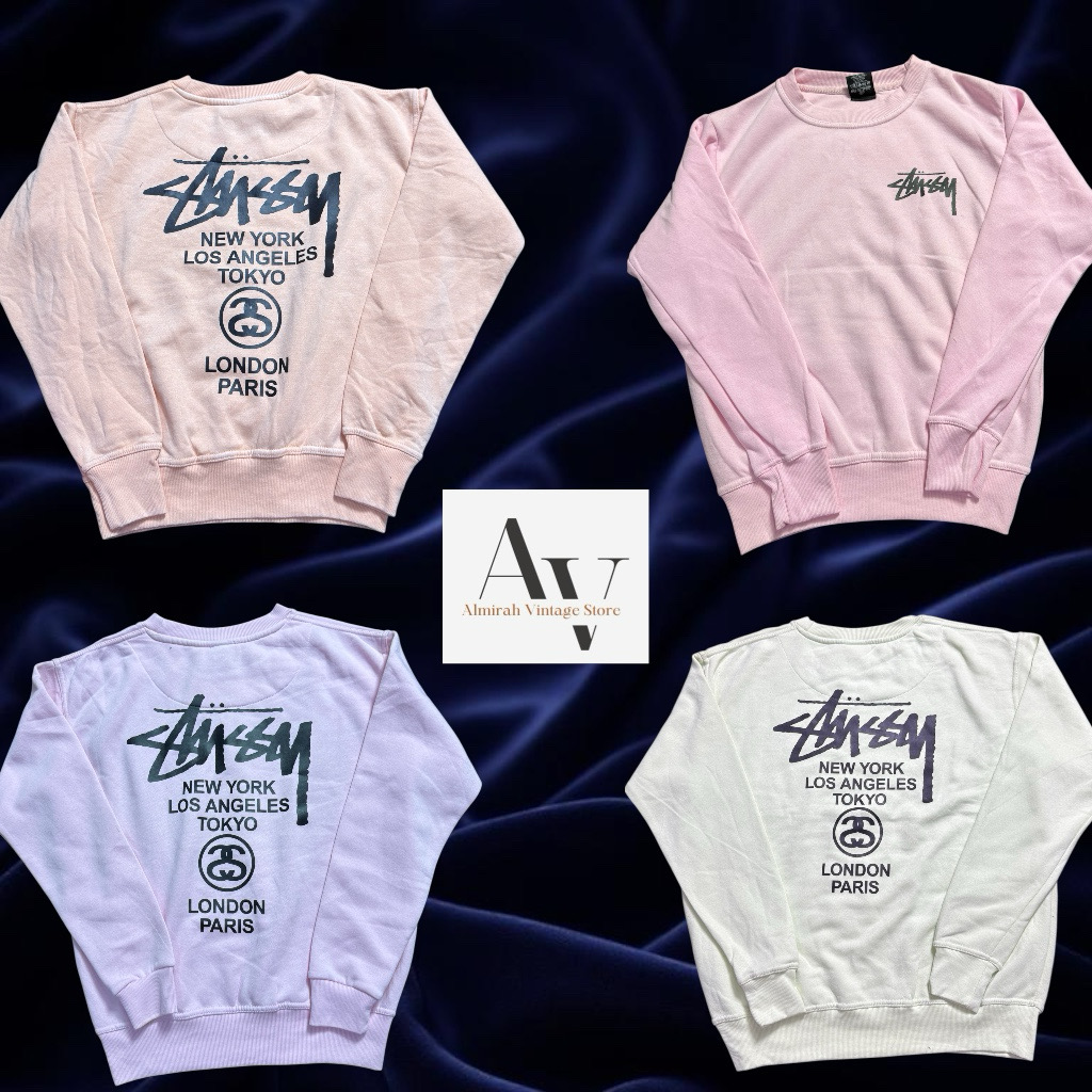 Stussy retravailler style tour du monde sweatshirts