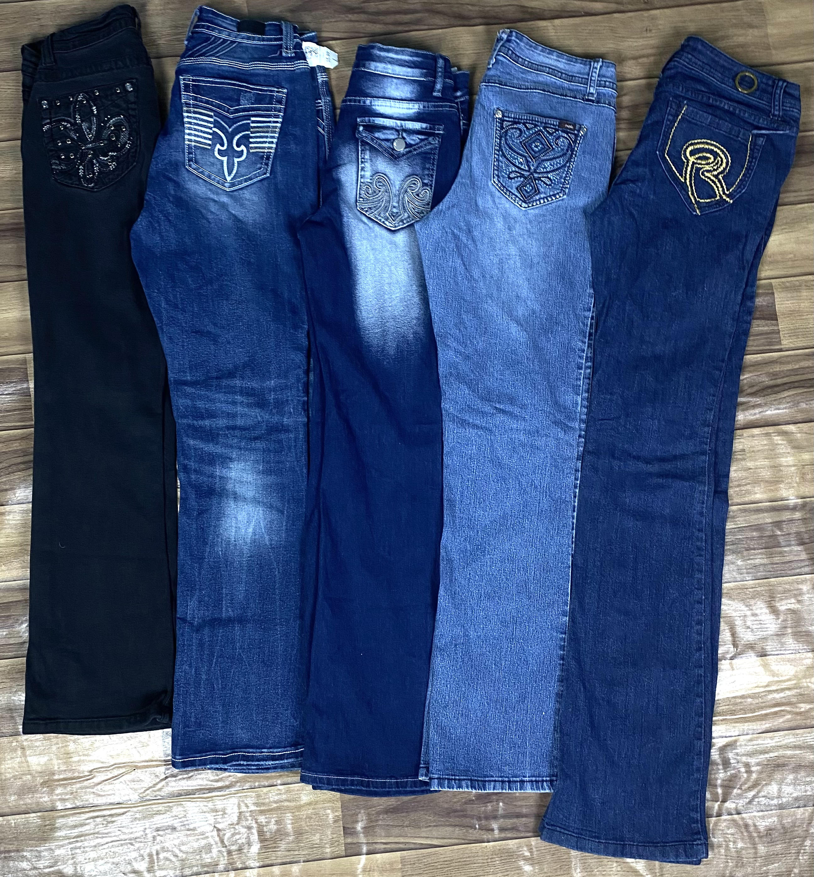 Y2K Stickerei Schlag- & Bootcut Denim Jeans